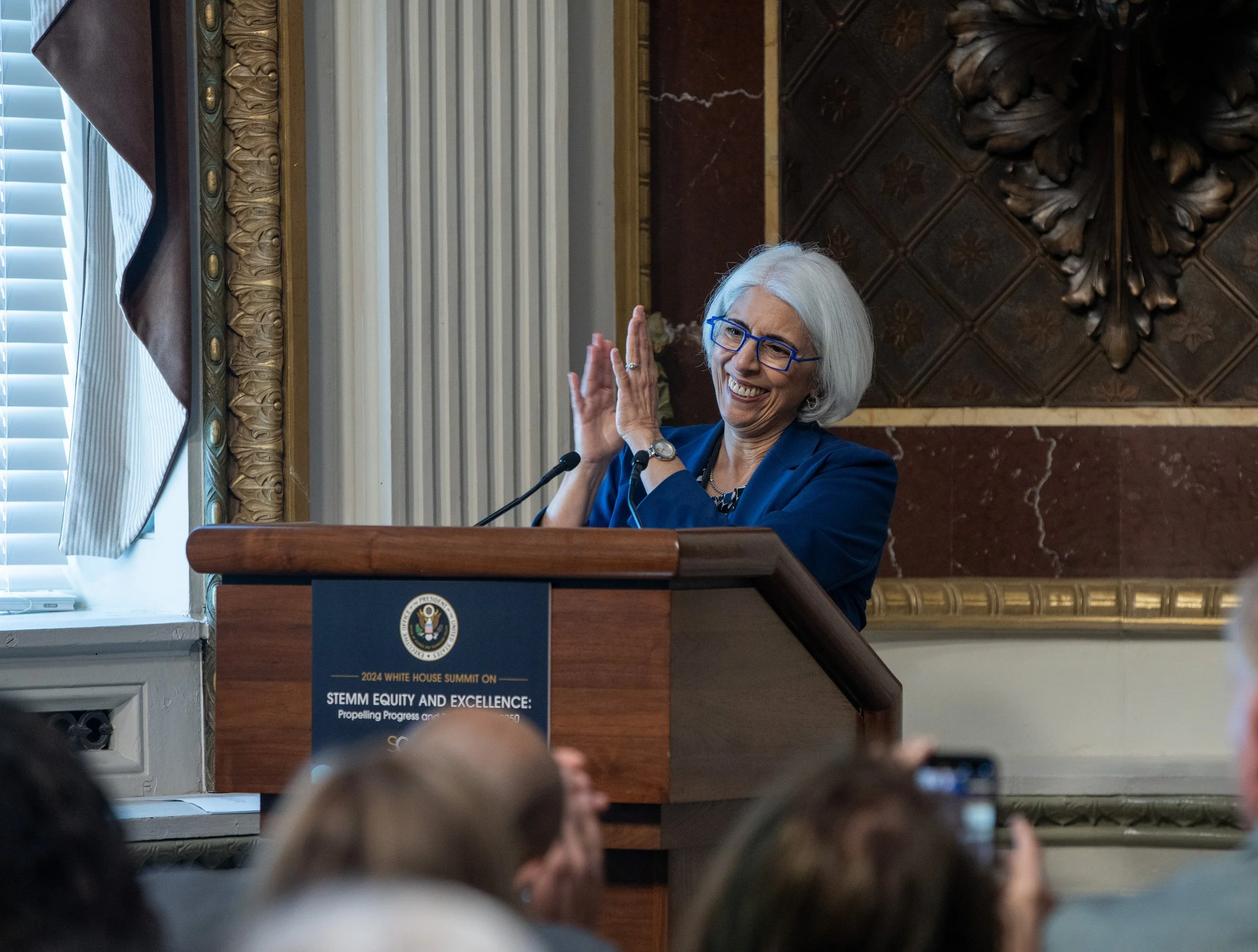 Arati Prabhacker, Director of White House Office of Science and Technology Policy and Assistant to the President for Science and Technology, speaks at the 2024 White House Summit on STEMM Equity and Excellence co-hosted by the White House Office of S
