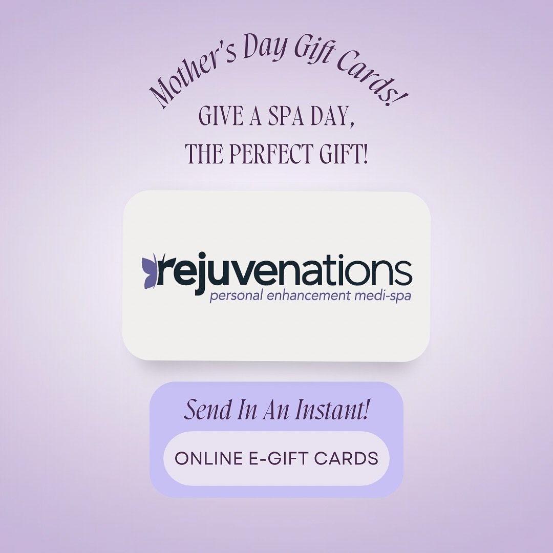 Give The Gift of Rejuvenation! 💜💐
Your mom has always been there for you; now it's your turn to take care of her with a Rejuvenations gift card. Whether it's a relaxing massage, a revitalizing facial, or any of our Aesthetic treatments, show her ho