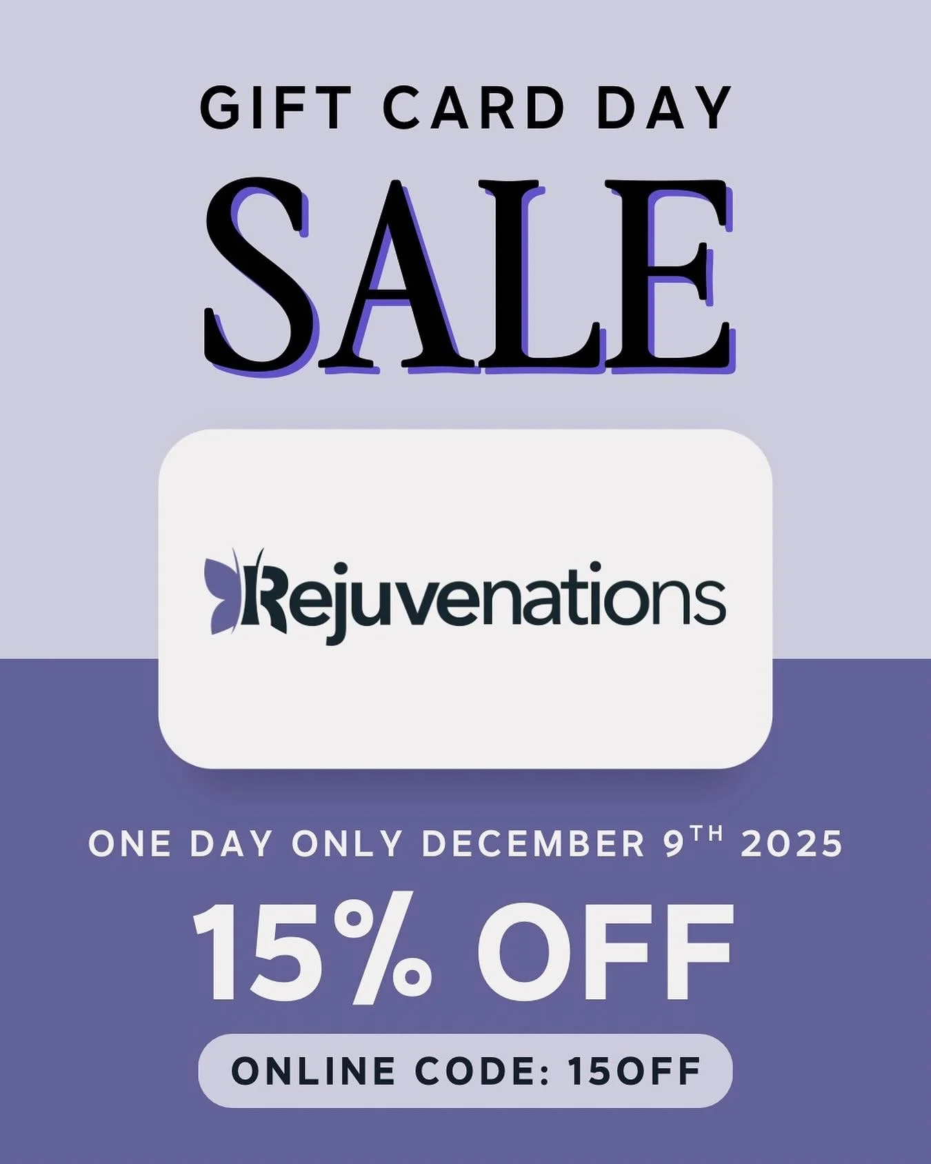 It&rsquo;s the sale you wait for all year&hellip; 💌

Our Gift Card Day is coming December 9th!
That means 15% off all gift cards - one day only.

Perfect for gifting, or saving on your next treatment!😉

Add it to your calendar now - this one goes f