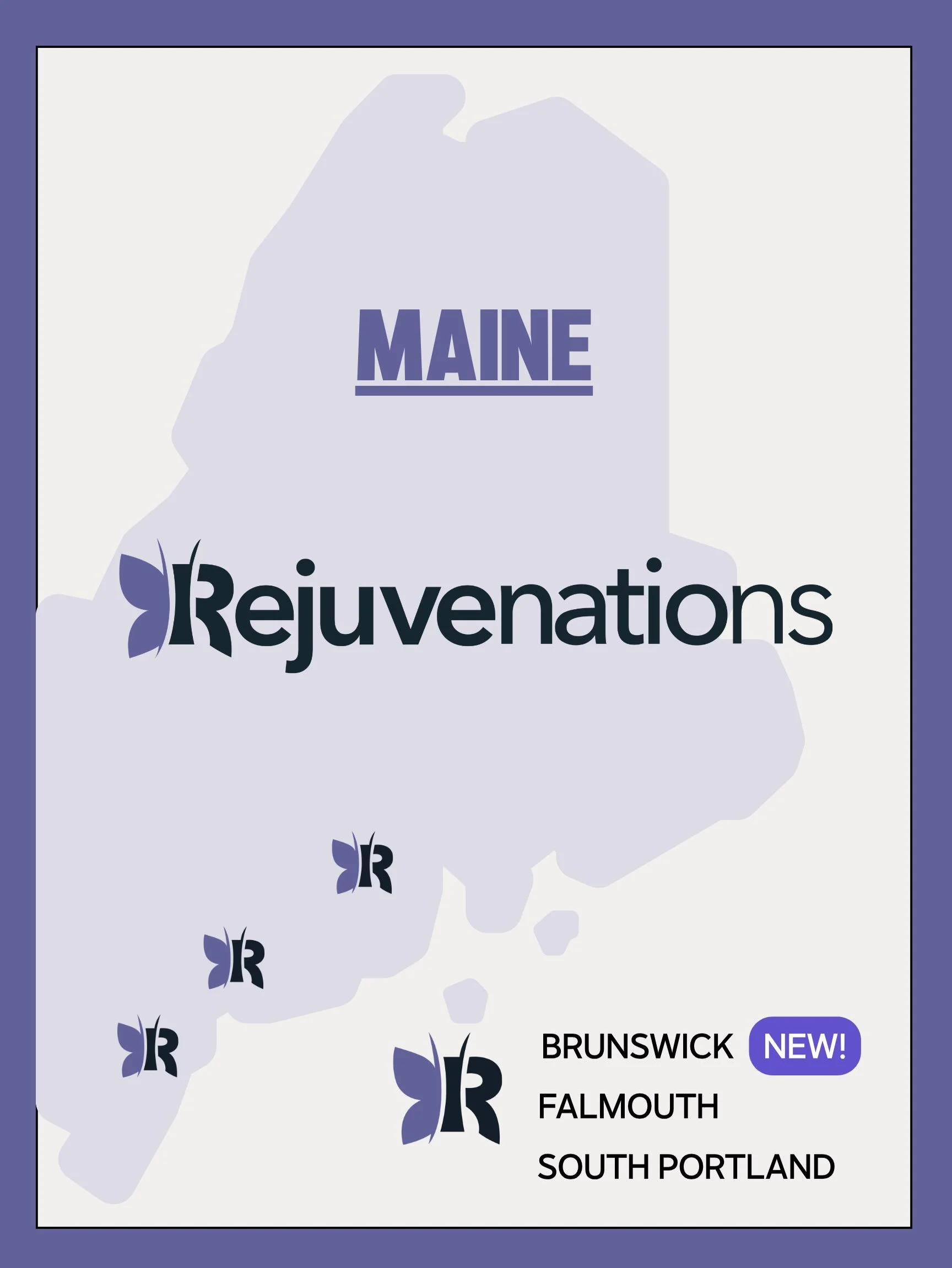 BRUNSWICK, WE&rsquo;RE HERE! 🦋💜

A new routine for Rejuvenations&hellip; and a new destination for aesthetics &amp; wellness on the Midcoast! ✨

We&rsquo;re so excited to announce that Rejuvenations Medi Spa is officially opening November 1 in Brun