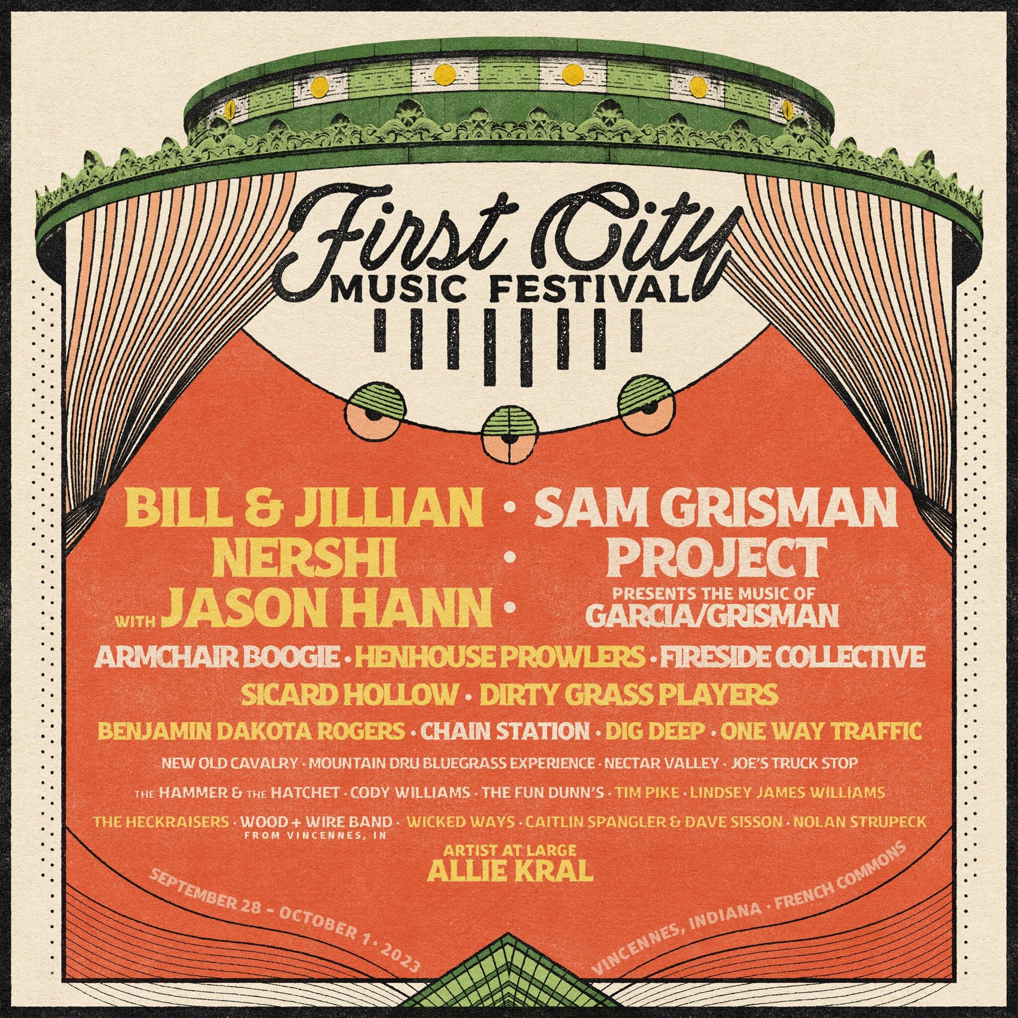 Stoked to announce that we'll be at @firstcitymusicfest in Vincennes, IN, this fall, September 28th through October 1st. Tix and more info on the website!

#FirstCityMusicFest #bluegrassfestival #campingfestival #livemusic #jamgrass #americanamusic #