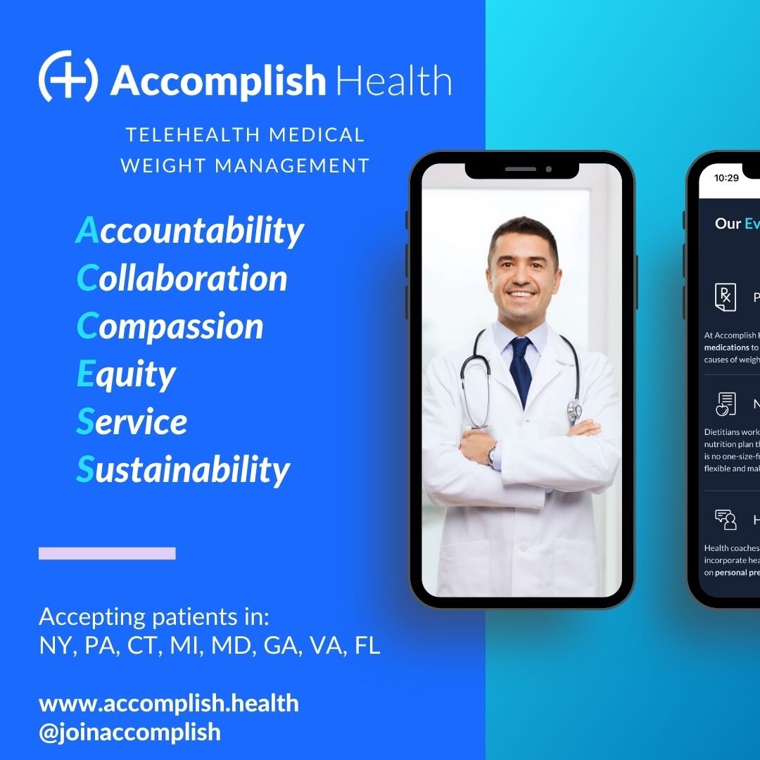 At Accomplish Health, our ACCESS values are the driving factors behind everything that we do for our patients and staff. #weightloss #obesitydoctor #healthjourney #sciencebased #diabetes #glp1