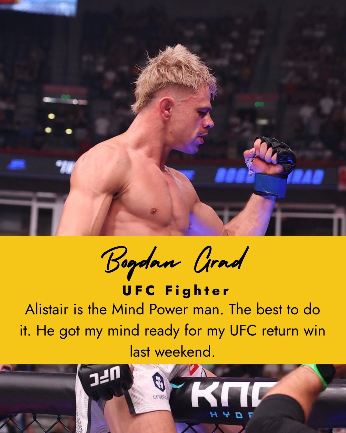 Was a total pleasure to work with this man, Bogdan &lsquo;The Unleashed&rsquo; Grad, prepping his mind for his return UFC fight last weekend. 

2nd round win 💪. We will do an interview on the mind training aspects of elite athletes soon (no, it&rsqu