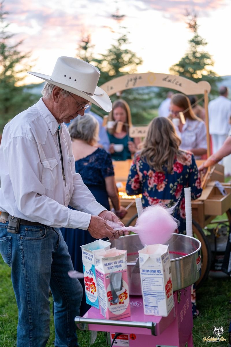 Making cotton candy at La Joya Dulce Steamboat Springs