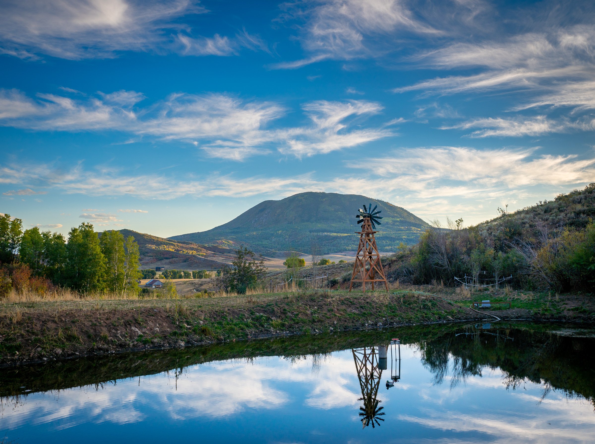 pond with windmill steamboat springs