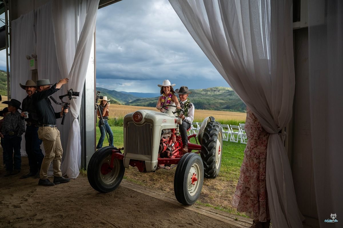 tractor entrance wedding ranch