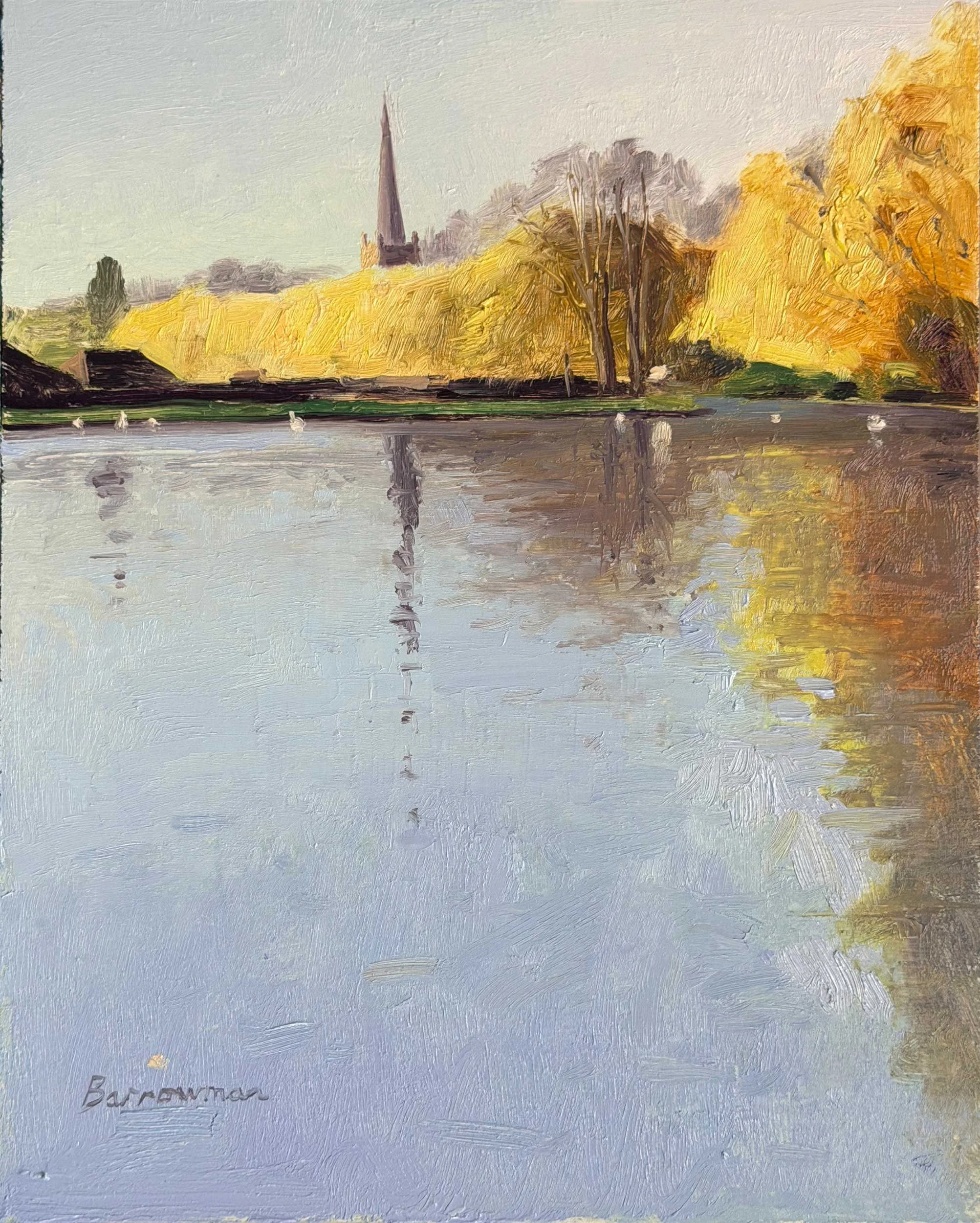 Autumn morning Holy Trinity church, River Avon, Stratford