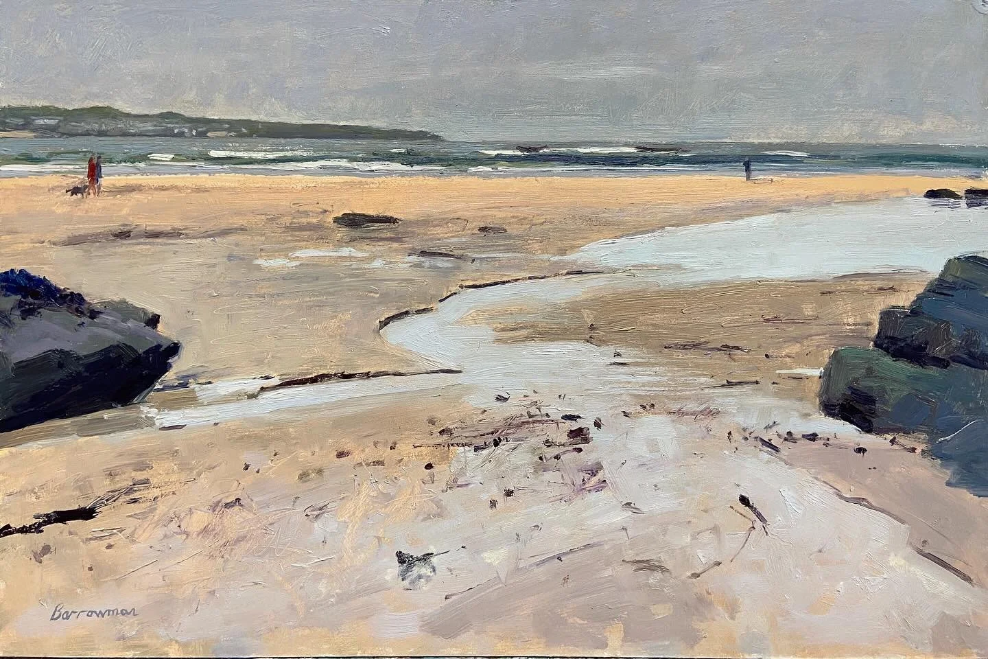 Godrevy beach low tide 
Oil on board 46cm x 31cm
.
Begun life en plein air (on location) and completed in the studio. I&rsquo;ve just made the frame - swipe to see 😃
.
#pleinairartist #andrewbarrowman #cornwallartist #painting #paintings #oilonboard