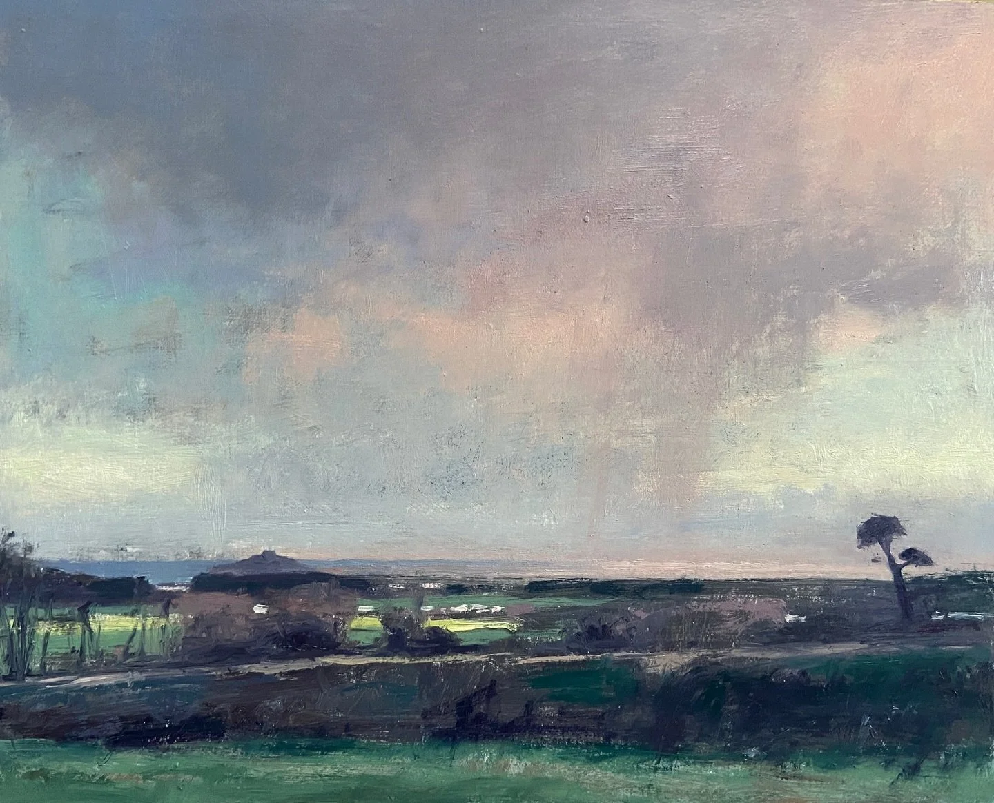 Having a play with the oils today. This was a scene from a winter walk overlooking St Michael&rsquo;s Mount. I really enjoyed working on the colours in the sky - a real treat after lots of charcoal work during the winter months.
.
Oil on board 
.
#oi