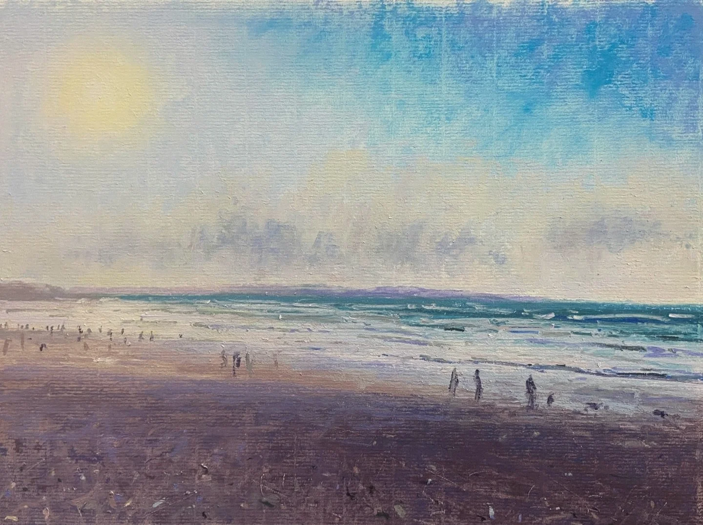 January afternoon at Gwithian 
.
Soft pastels (Lightwish set) on textured mount board
Video of the process is on my YouTube channel - link in bio 
.
#andrewbarrowman #softpastels #pastelpainting #cornwall #softpastelart