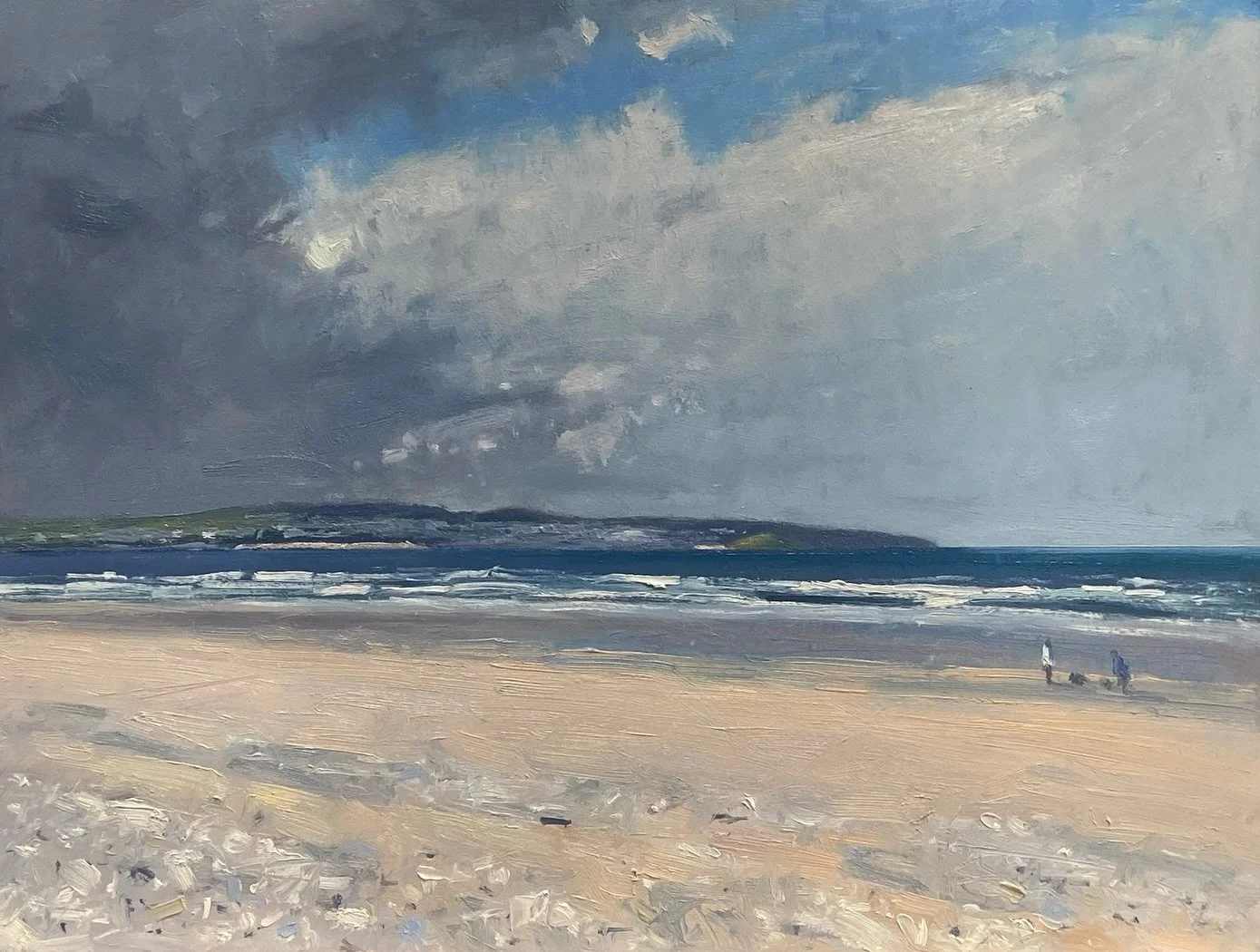 Gwithian Beach in April.
Started on location but abandoned due to 50mph gusts that blew my easel over!
Completed in the studio. Oil on board 40cm x 30cm
.
#oilpainting #pleinairpainter #pleinairpainting #cornwall #andrewbarrowman