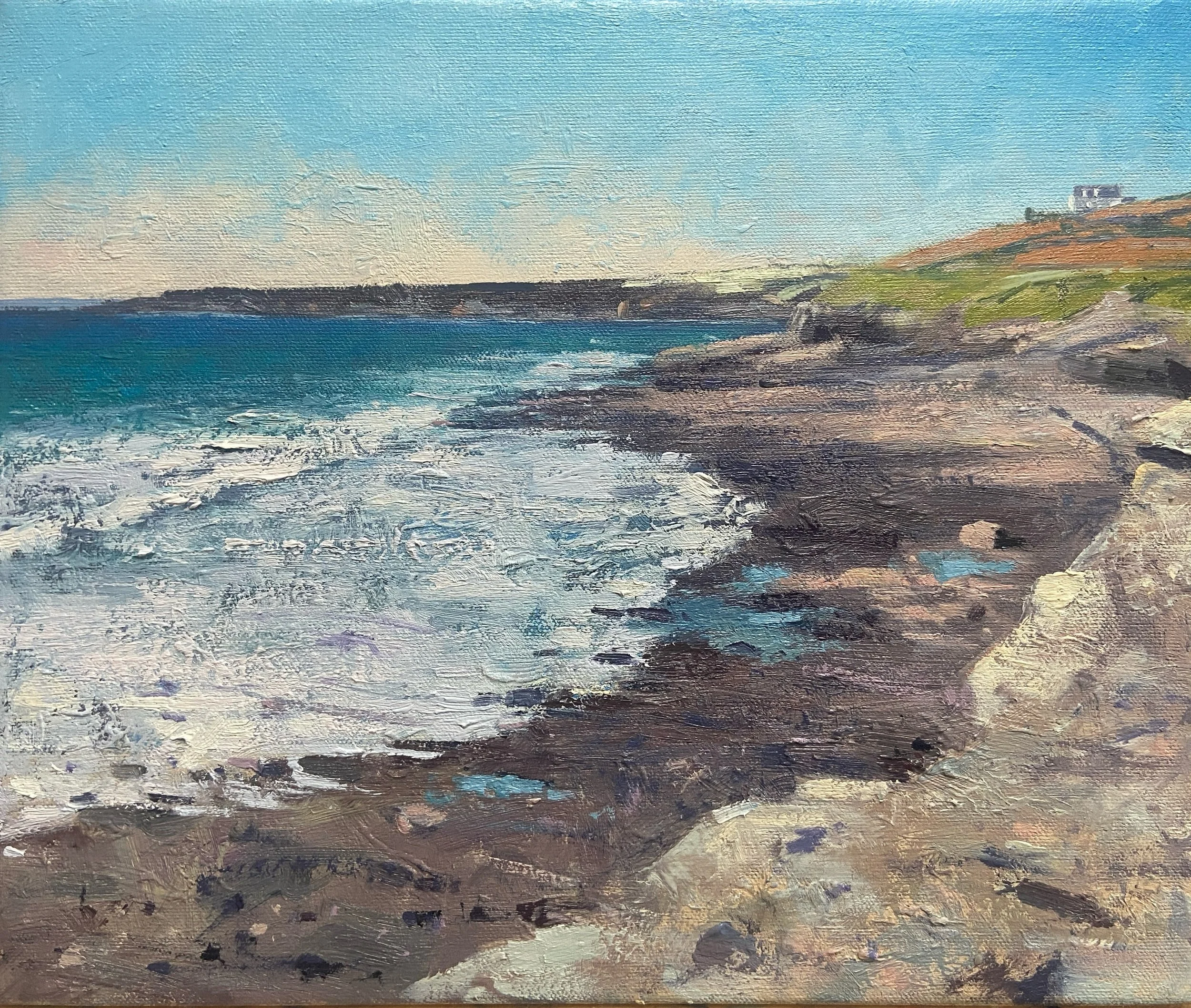 Tregear Point, Porthleven 
Oil on canvas 31cm x 26cm
.
#oiloncanvas #paintings #andrewbarrowman #cornwall #oilpainting