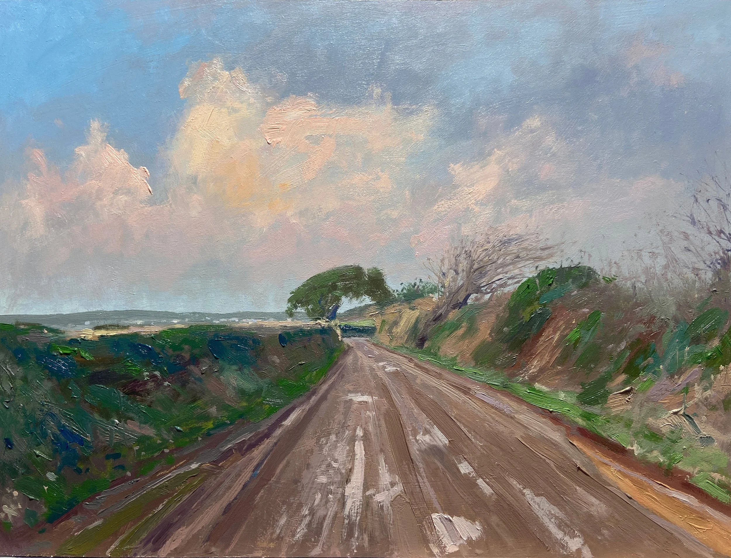 Track from Loe Pool, Cornwall - oil on board 40cm x 30cm 2026