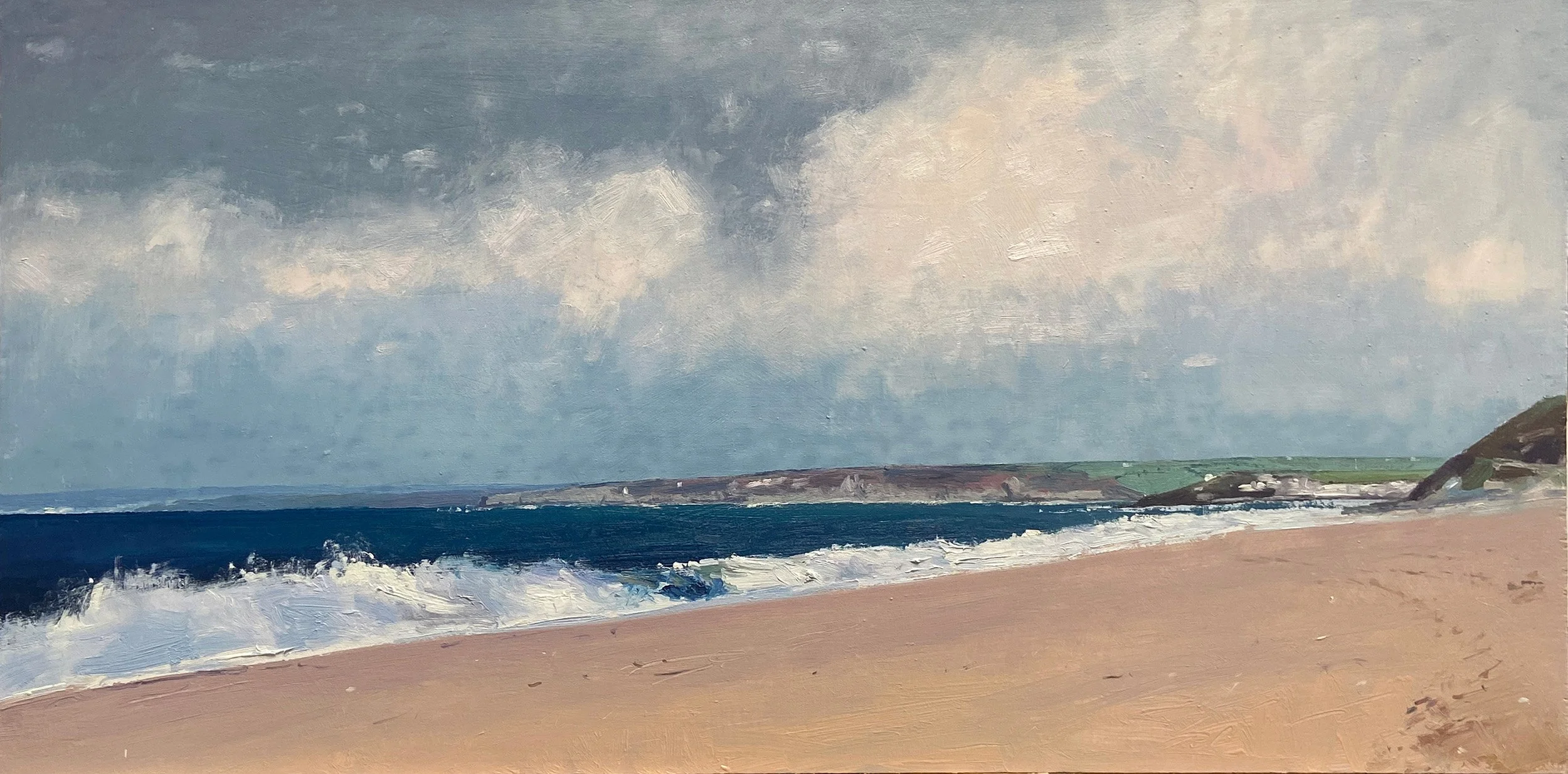 Loe Bar wave - oil on board 60cm x 28cm 2026