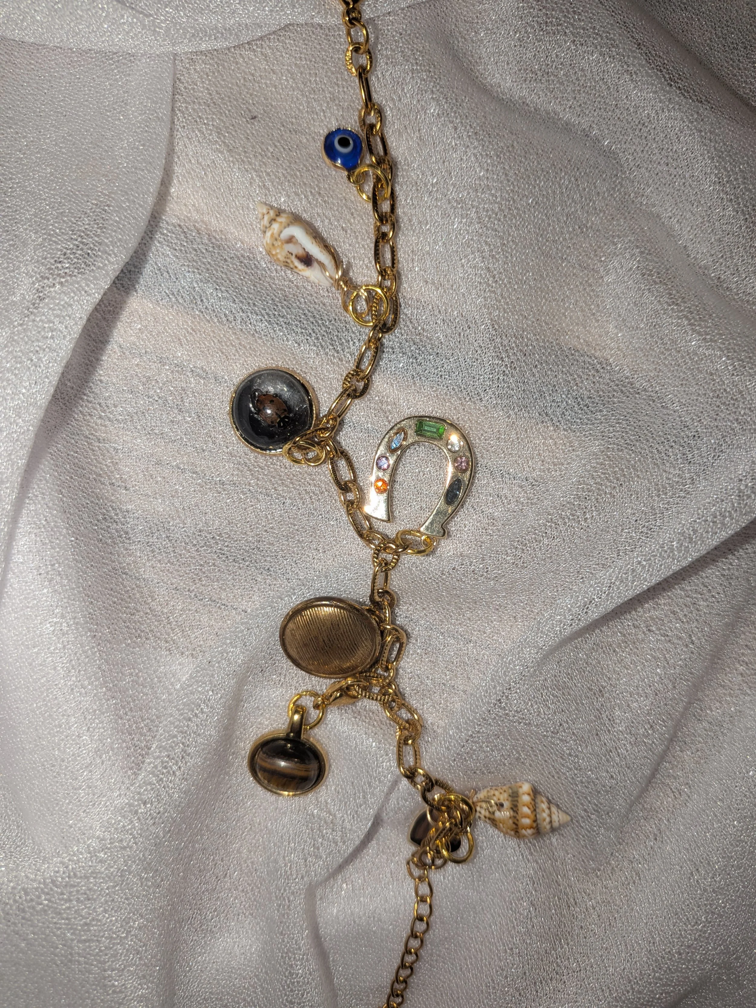 Lucks On Your Side- Gold Charm Bracelet- Handcrafted Whimsical Charms