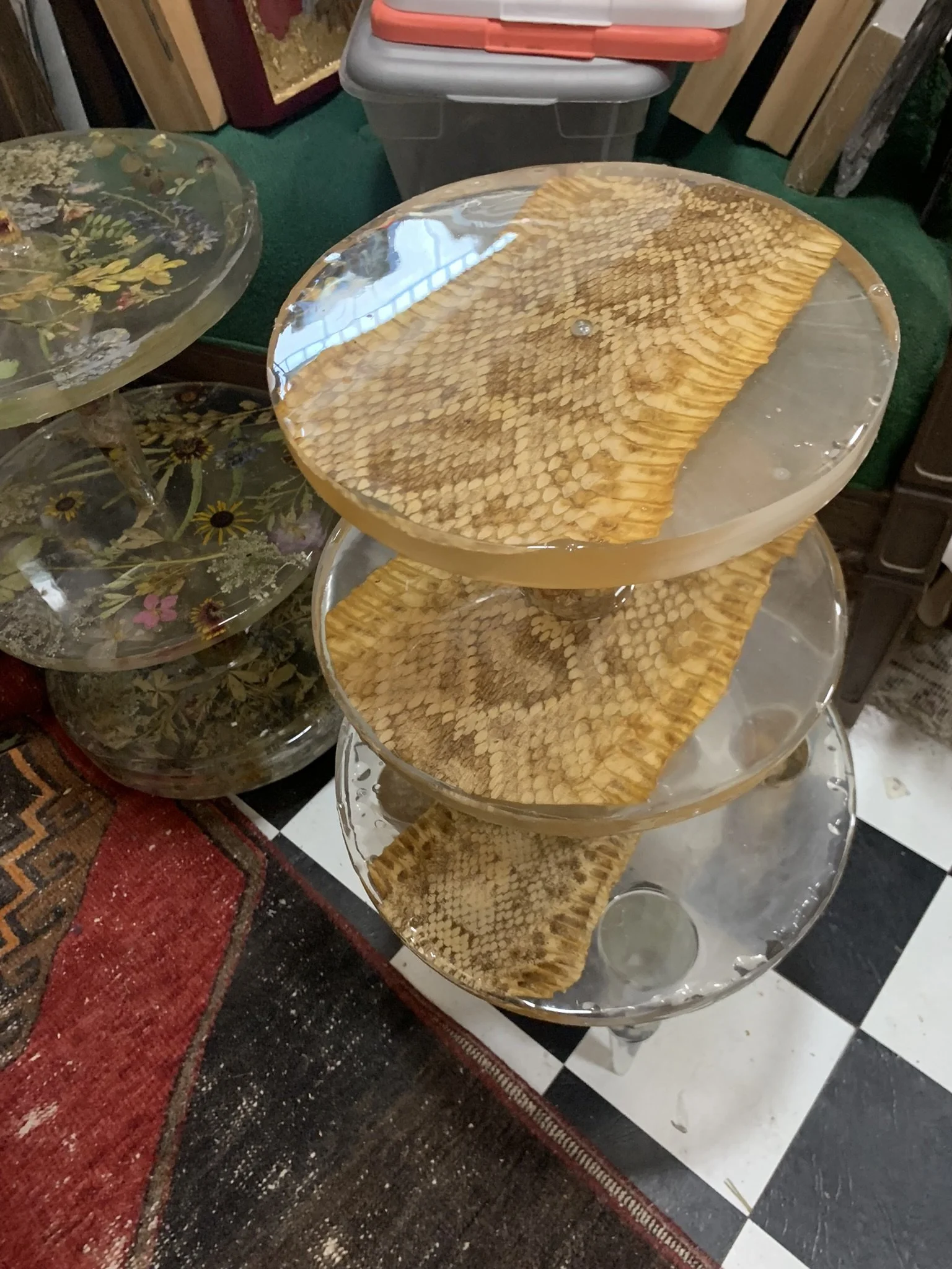 Rattlesnake Skin- Tiered Side Table