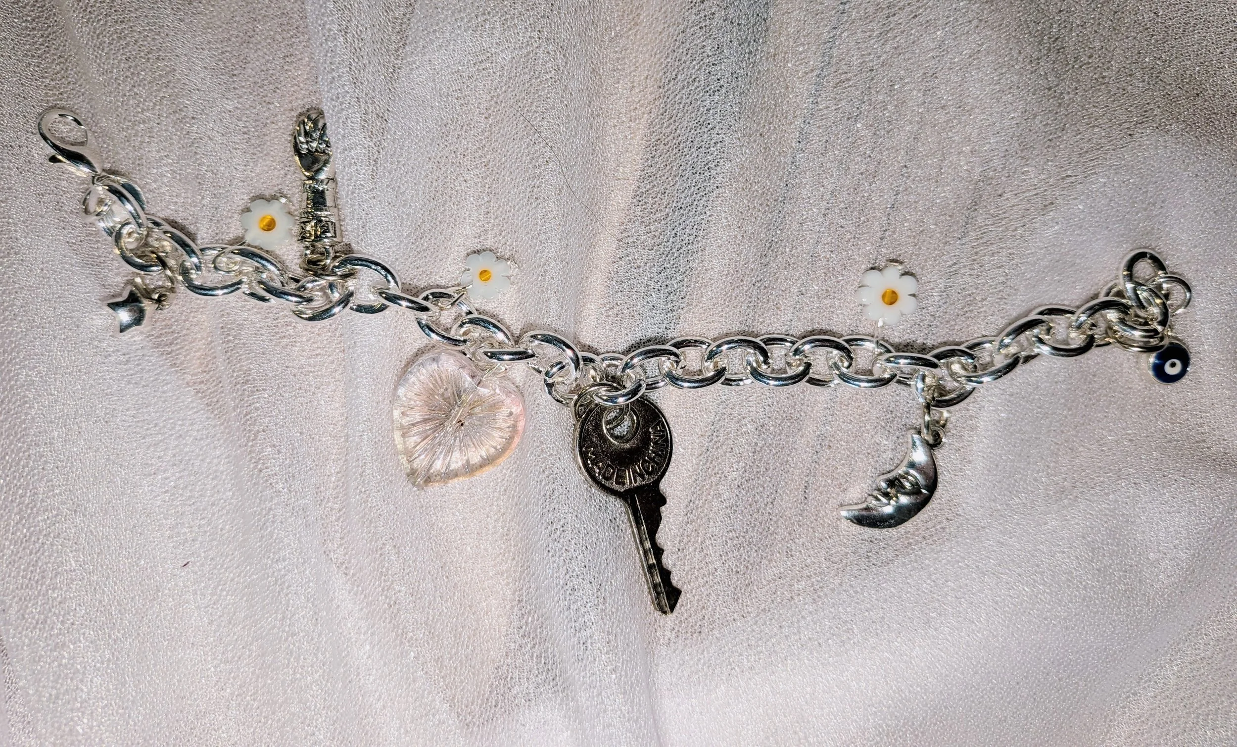 You Have The Key- Chunky Buckle Chain- Sterling Silver Charm Bracelet with Whimsical Charms
