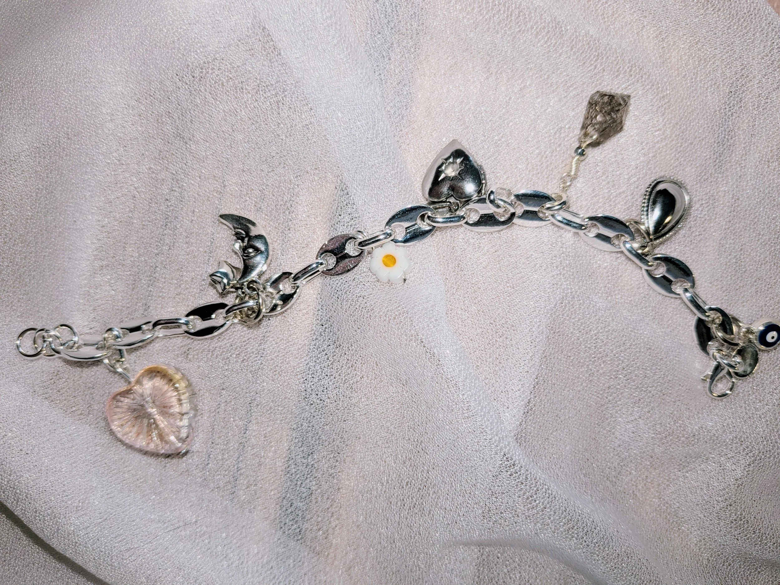 Locket It Up- Chunky Pig Nose Chain- Sterling Silver Charm Bracelet with Whimsical Charms