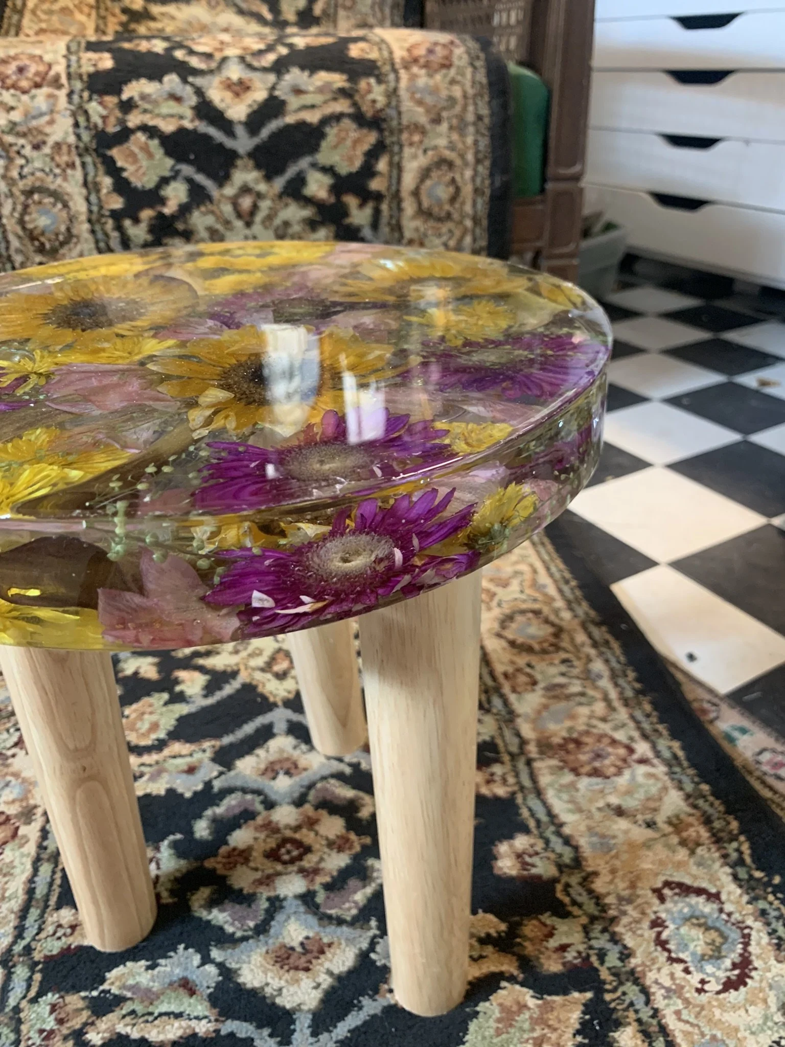 "My Tuffet" A Floral Stool. Tested and Approved.