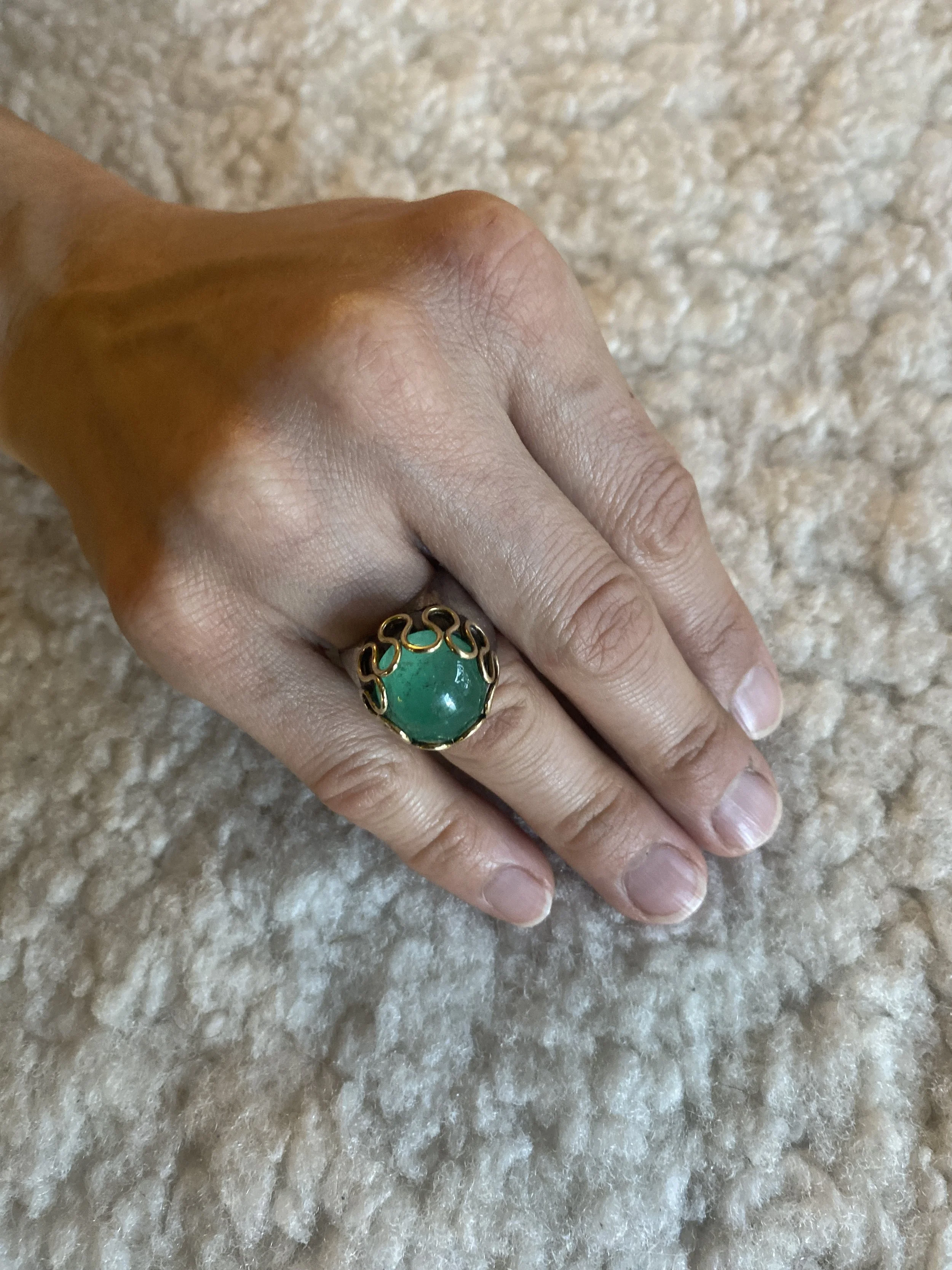 Sierra Silver ring | £250 |

925 Silver, 24 kt gold, emerald cabochon |  Weight: 12g