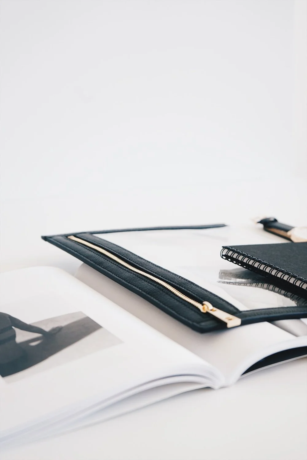 Book with notepad and folder