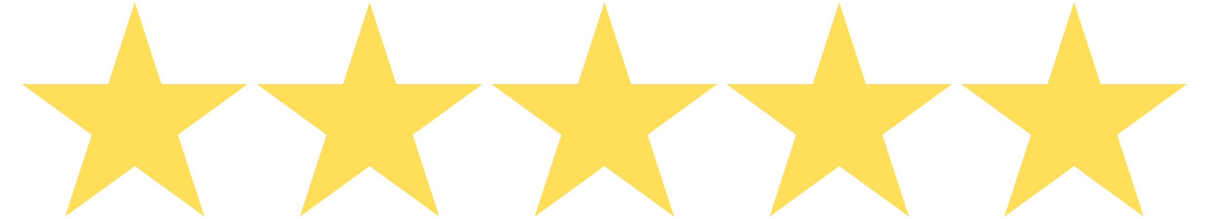 Five golden stars in a row on a black background.