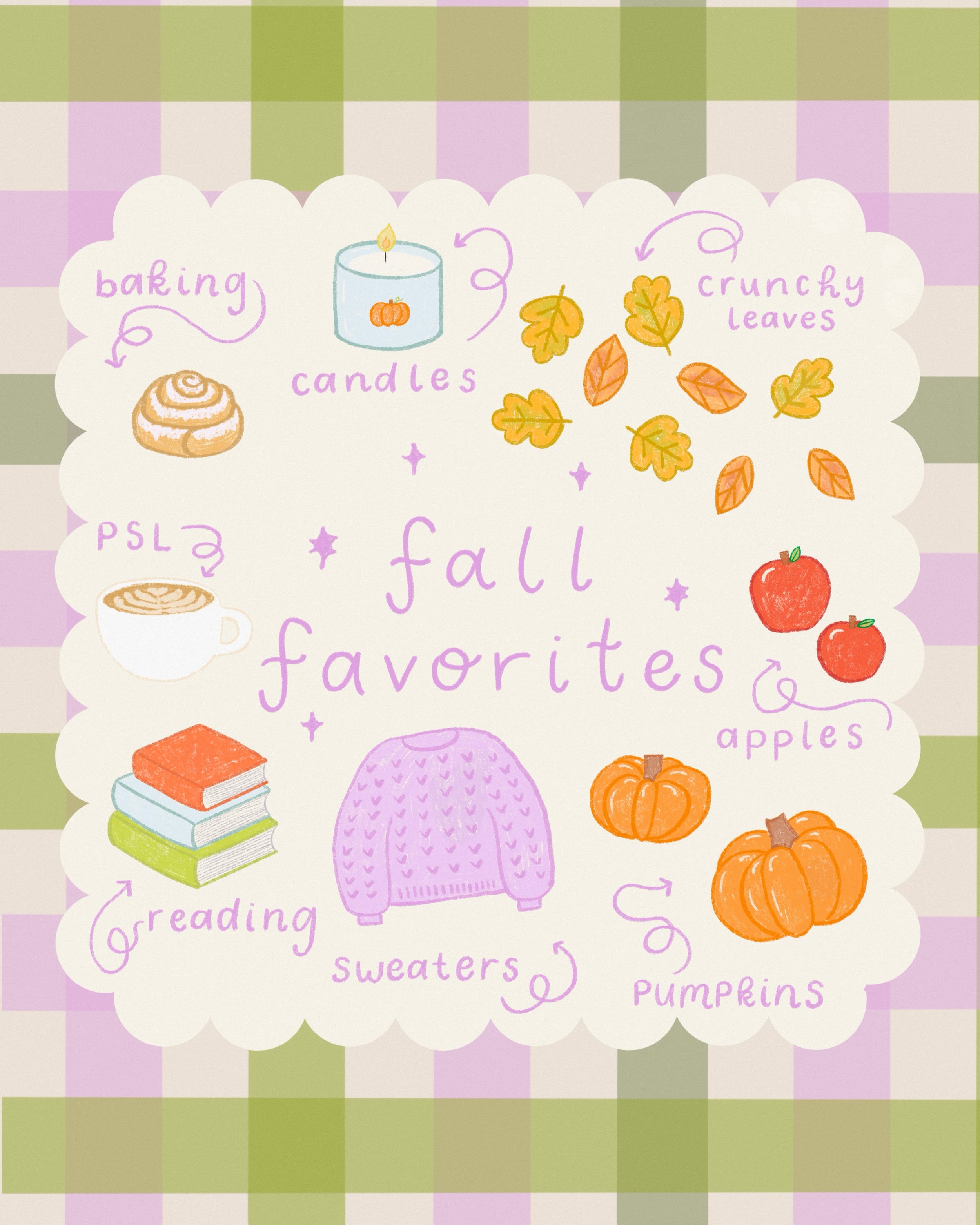 When the weather hits crisp 86 degrees (😅) what are y&rsquo;all&rsquo;s favorite fall things?! 🍂🎃🍁🌼 
.
.
.
.
#illustrator #womenillustrators #smallbusinessowner #smallartbusinsss #ladieswhodesign stationeryshop