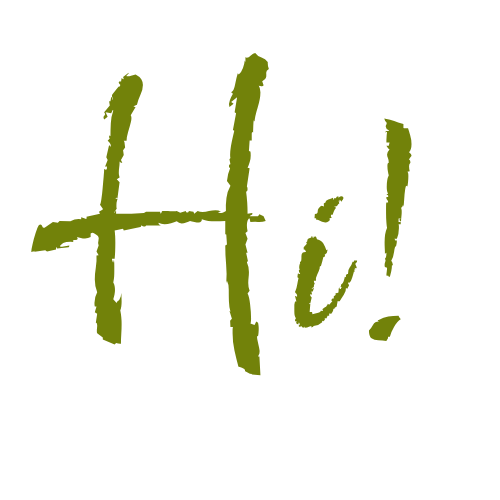Green handwritten-style text that says "Hi!"