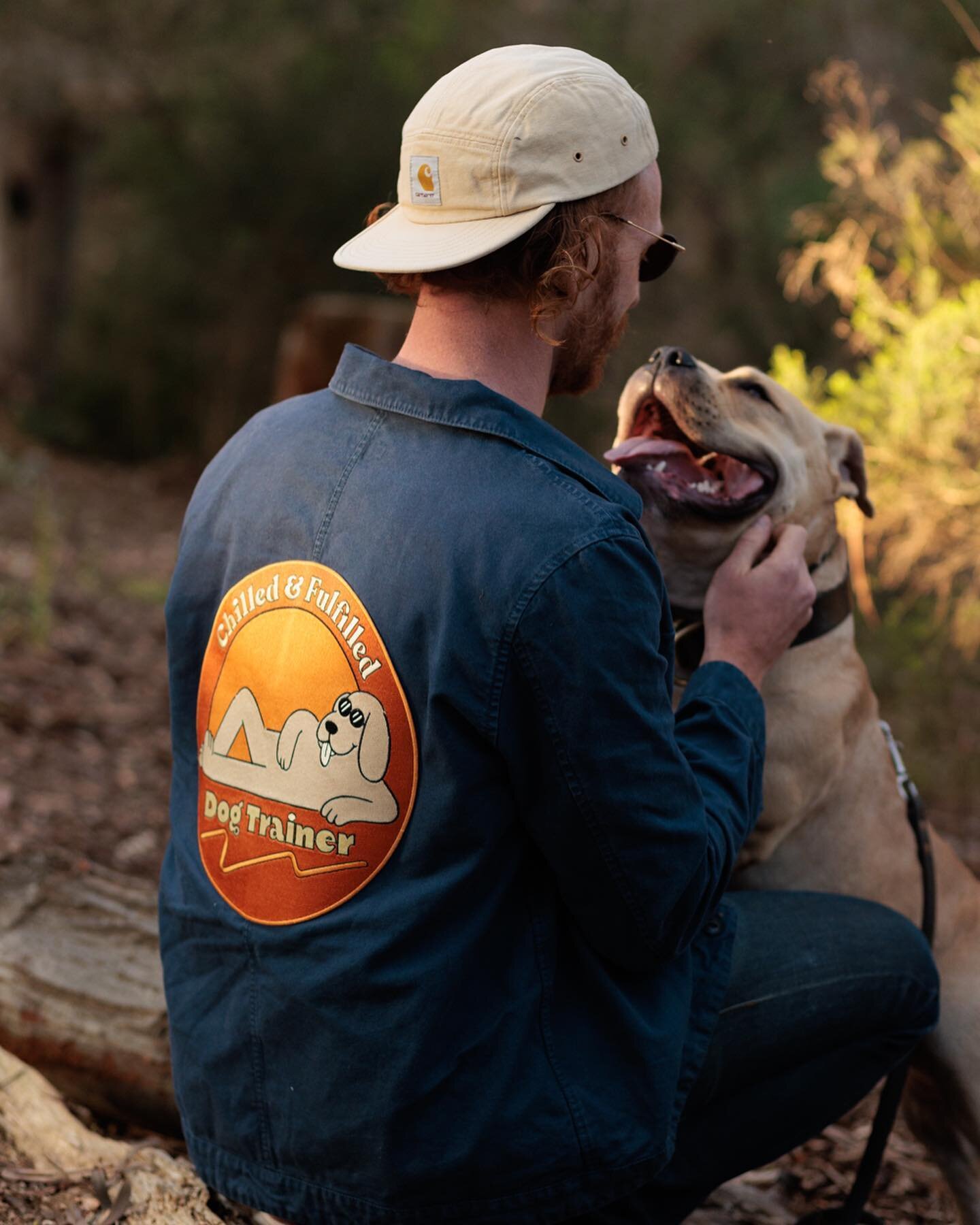 Check out these giant embroidered patches for @chilledandfulfilled dog training uniforms. 🐶 Make work uniforms you actually want to wear&hellip;. and then get someone as good as @charliebrophy_ to photograph them 💕