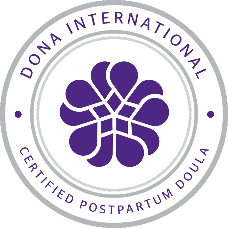 DONA International Certified Postpartum Doula certification logo on The Breezy Doula website.