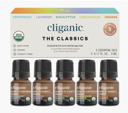 Image of Cliganic Organic Essential Oils Set of 5 recommended by The Breezy Doula.