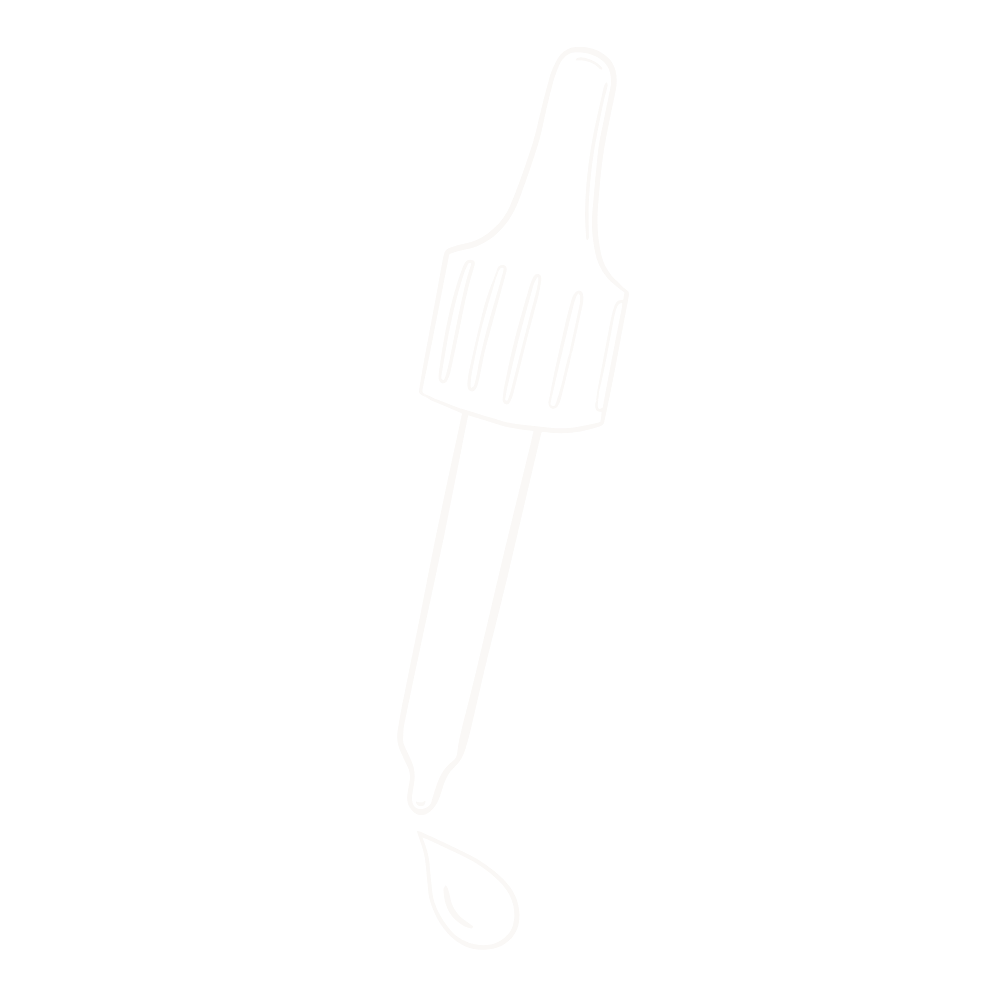 A simple, white drawing of a tincture dropper on The Breezy Doula website.