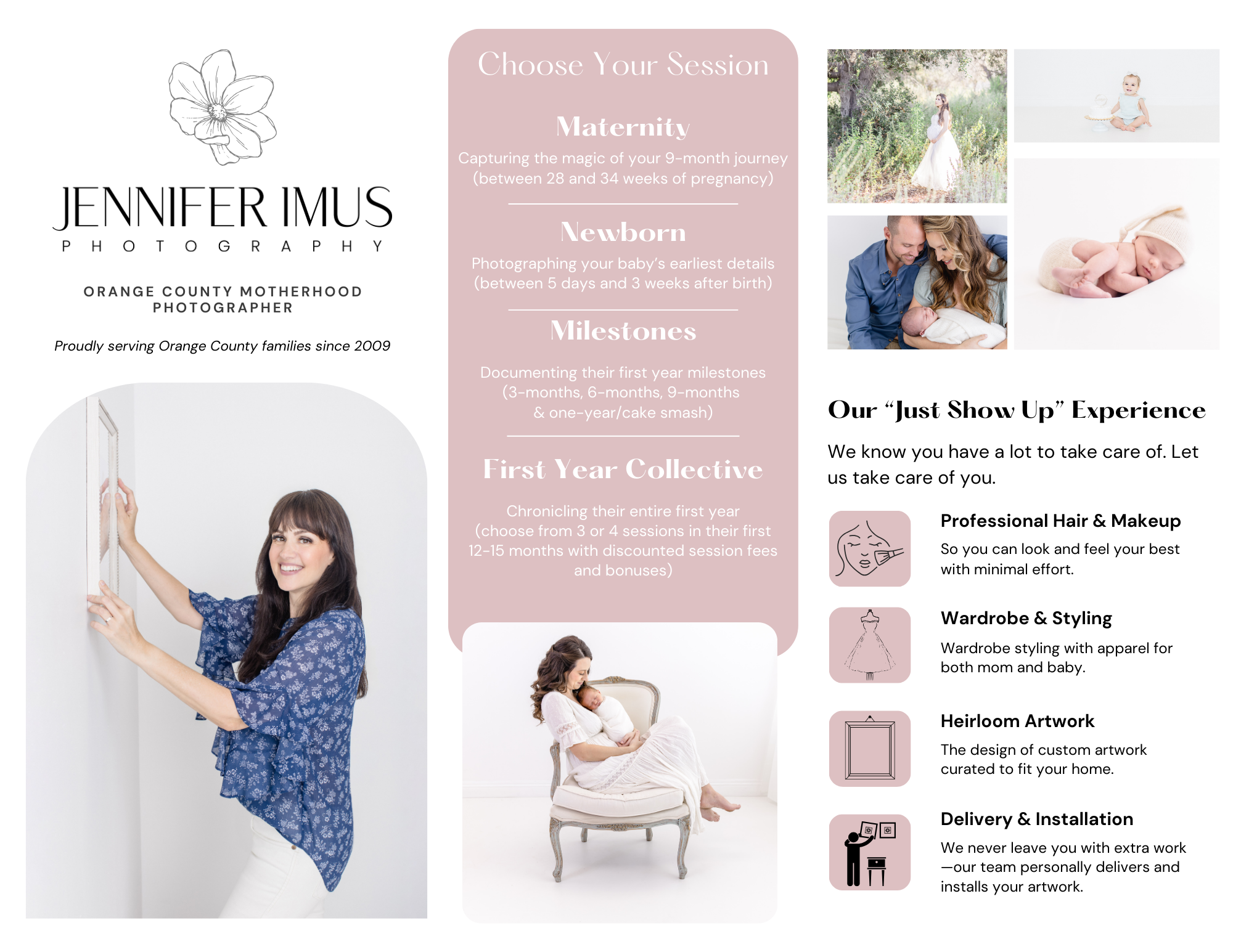 A collage graphic of Jennifer Imus Photography on The Breezy Doula website.