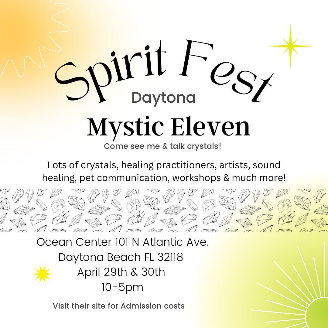 Spirit Fest Daytona happening this weekend 🌟
This metaphysical ~ holistic event will have you entering with curiosity &amp; leaving beyond satisfactory! 

There's a wide variety of vendors that will fit anyones interest. I'm so so excited &amp; know