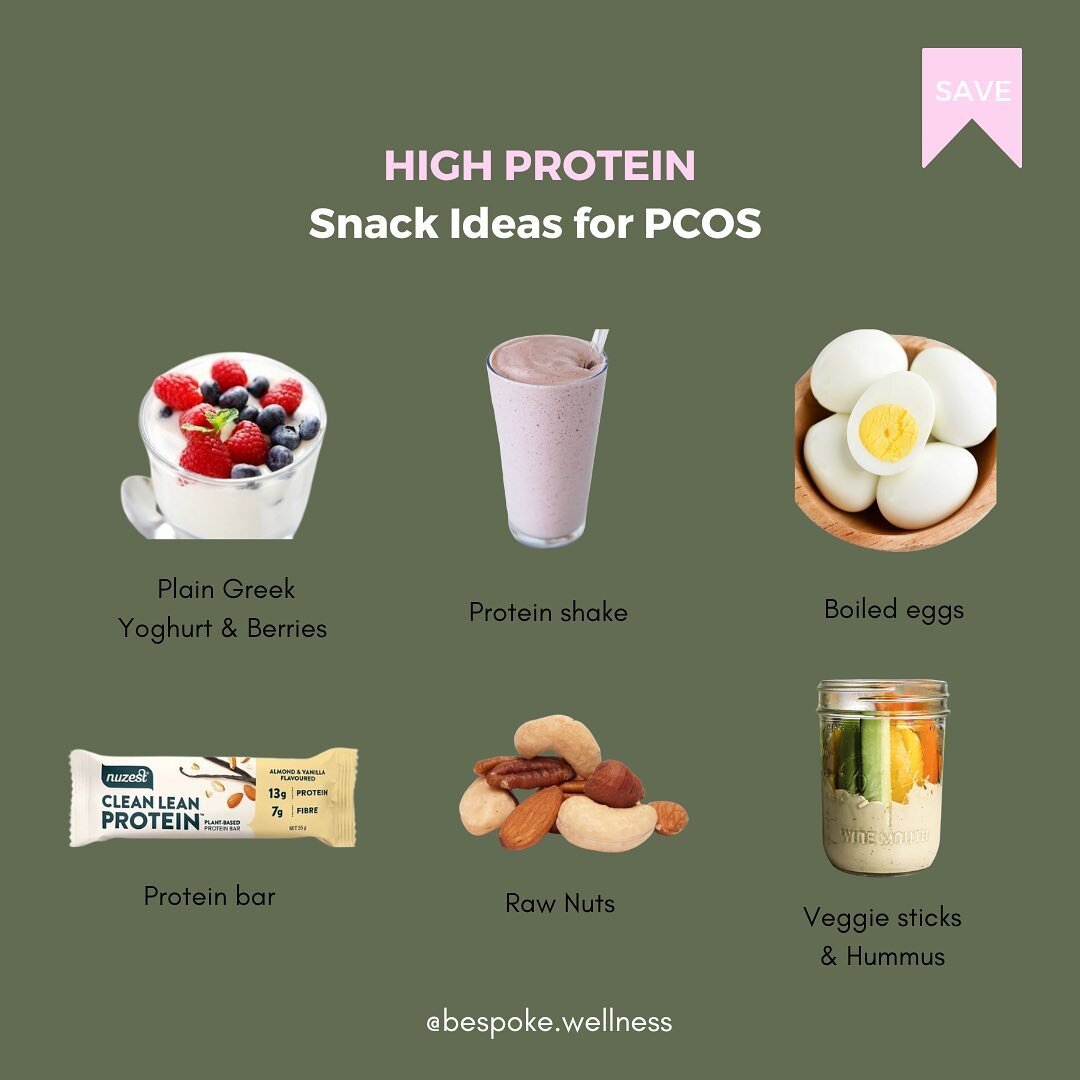 SAVE this guide for some go-to snack ideas to support your blood sugars with PCOS 🙌🏼

✖️ Blood sugar dysregulation can be a major contributor of PCOS symptoms if you experience insulin resistant PCOS. I.e. acne, unwanted hair growth, stubborn weigh