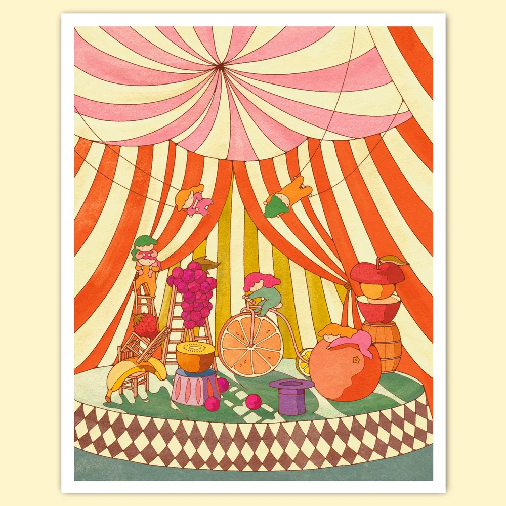 Whimsical Fruits Circus - Print — Asami Watanabe Illustration