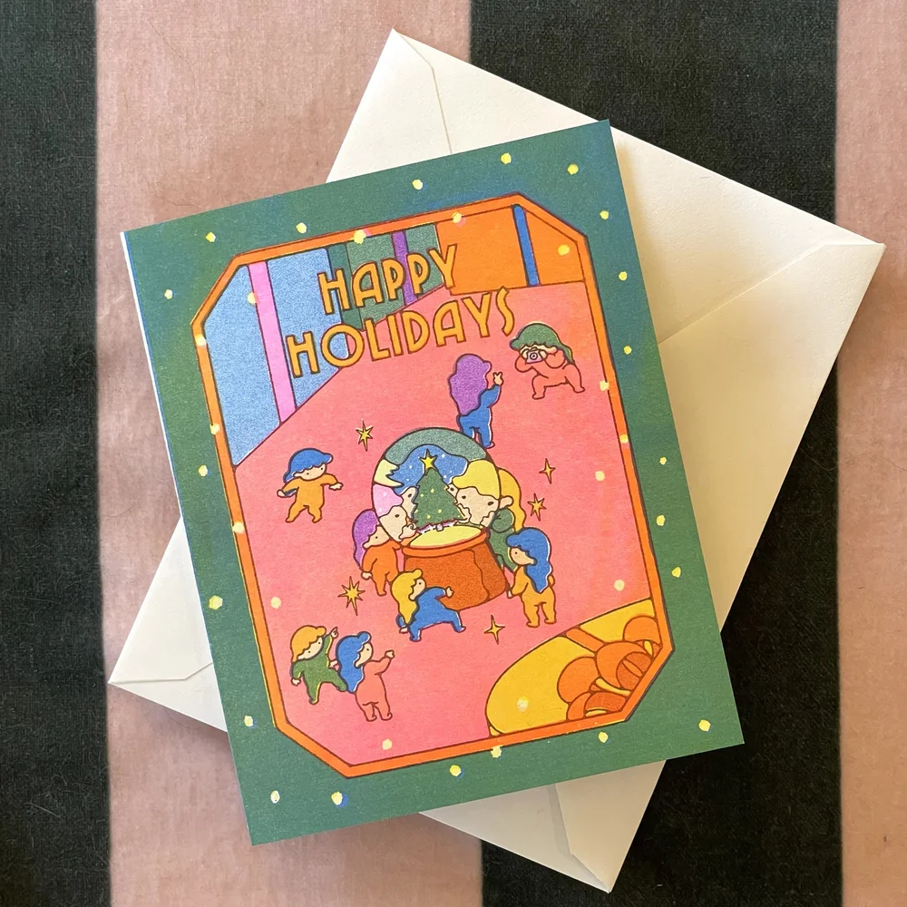 Risograph Holiday Cards Set of 4 — Asami Watanabe Illustration