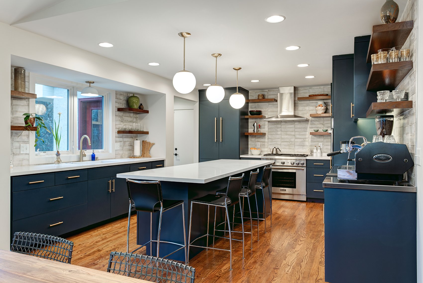 Transitional Navy Kitchen