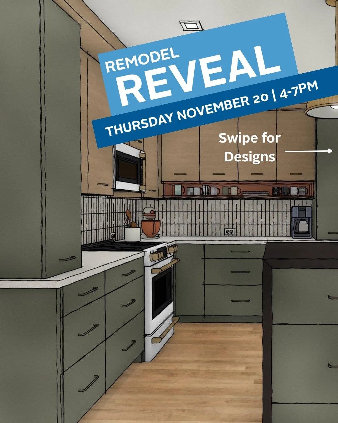 Join us on November 20th for our latest project reveal from 4-7pm. Open to the public for one night only!

Enjoy sips &amp; snacks while chatting with the Design/Build team and touring this newly renovated kitchen and main level addition that include