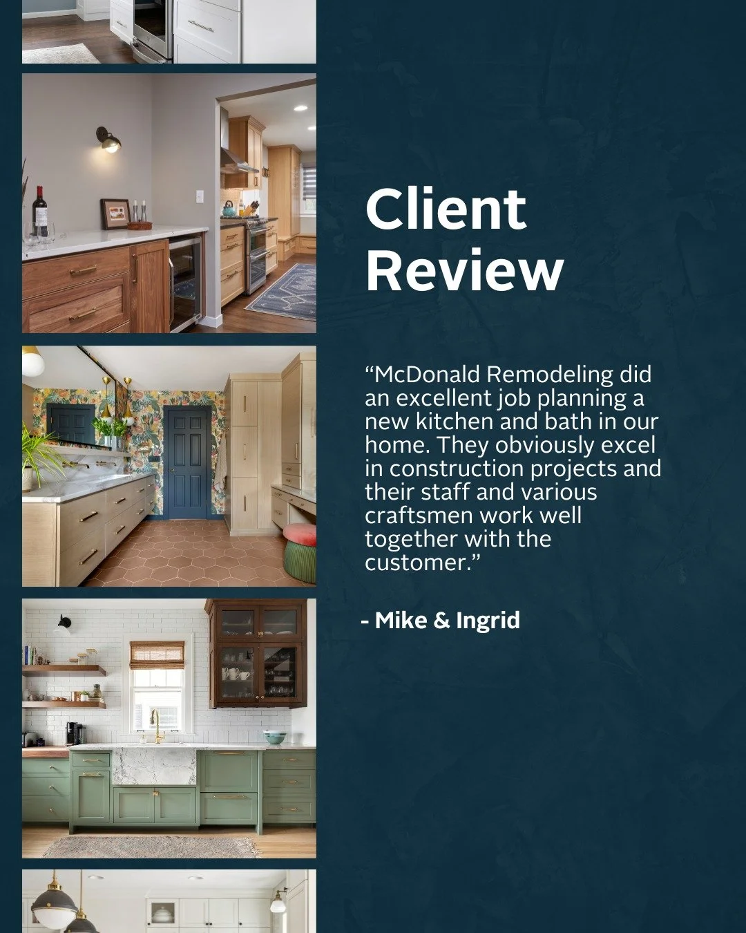 Our goal at the end of the day? Beautiful spaces and happy clients.

We've been proudly serving the Twin Cities metro area for over 25 years, helping homeowners redesign their homes so it best serves them. Read more client experiences at the link in 