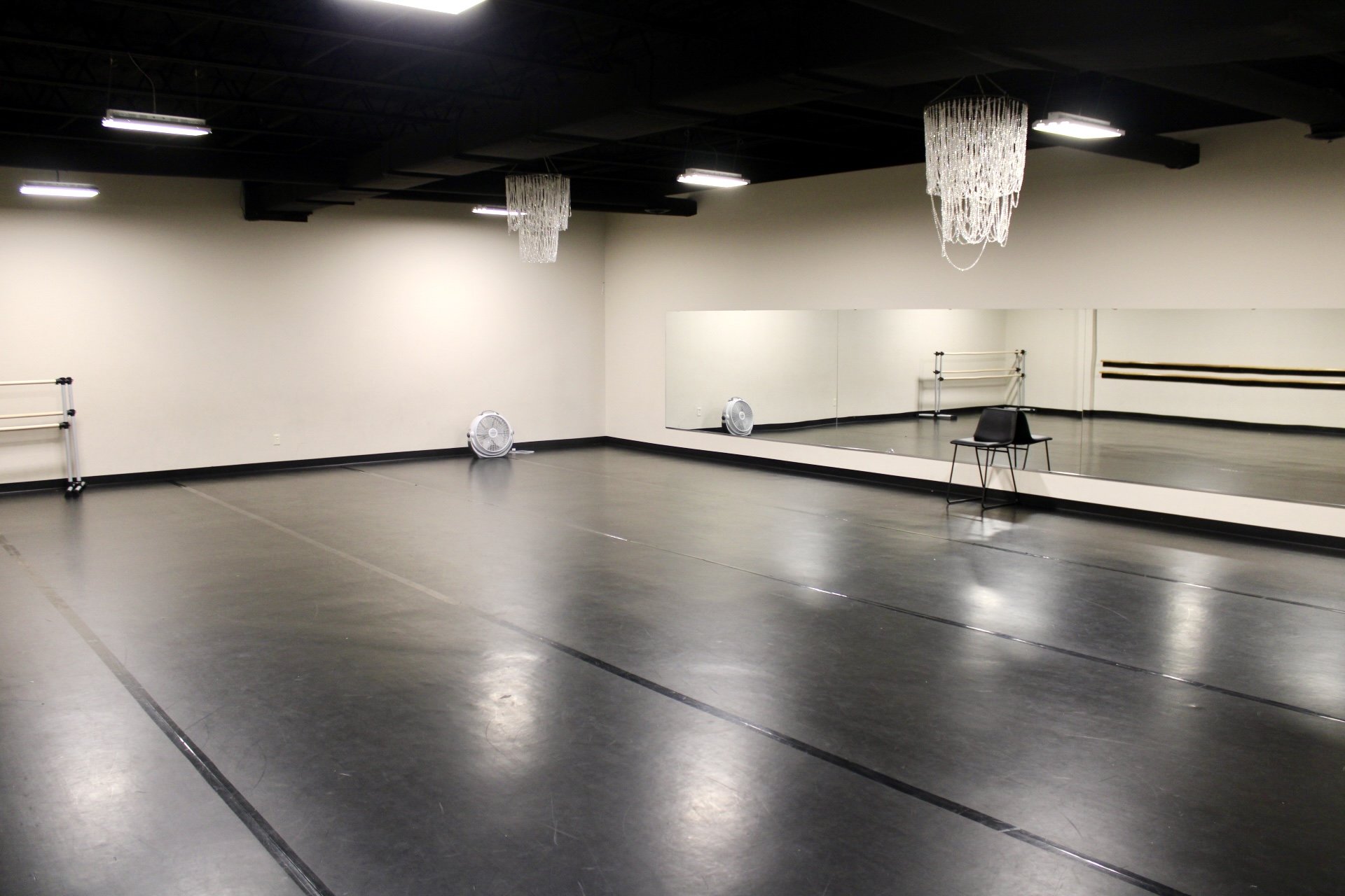 Studio 1 -  1500 sq ft of Marley Flooring & Custom Ballet Barres