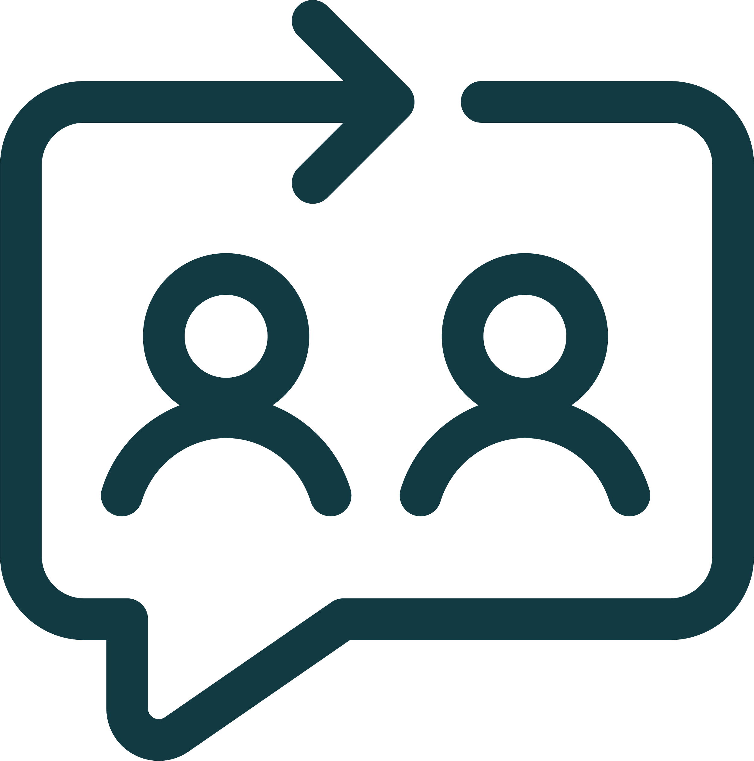 A black and teal icon of a delivery truck with a checkmark on top.