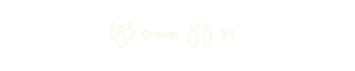 A simple black screen with white text displaying a robotic icon, the word 'Group,' icons of two people, and the number 14.