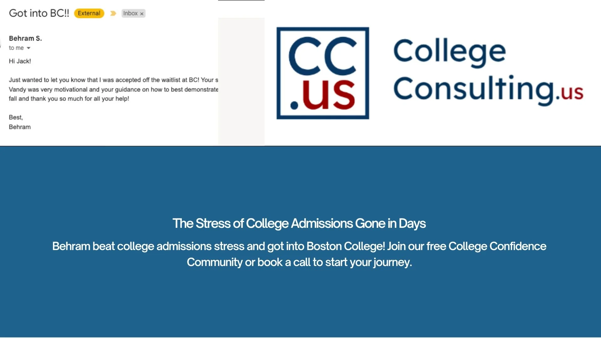 The Stress of College Admissions Gone in Days