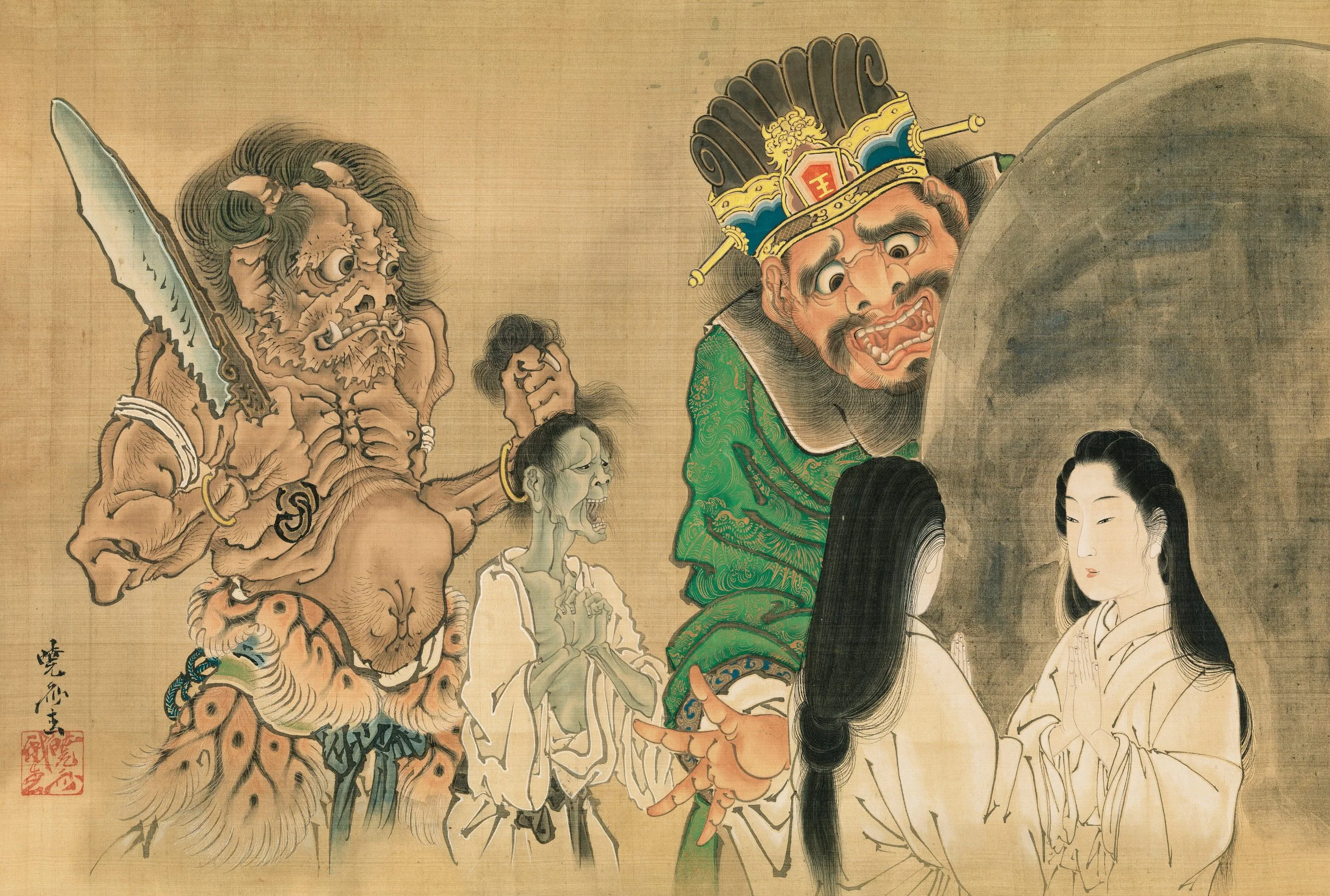 "A Beauty in Front of King Enma’s Mirror" by Kawanabe Kyosai.