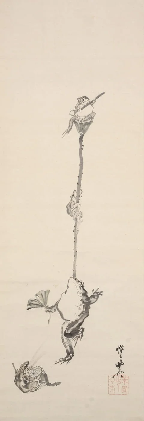 "Frog Acrobats" by Kawanabe Kyosai