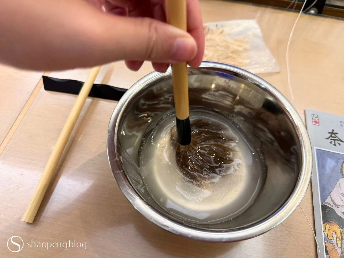 Calligraphy brush-making workshop at Akashiya, Nara.