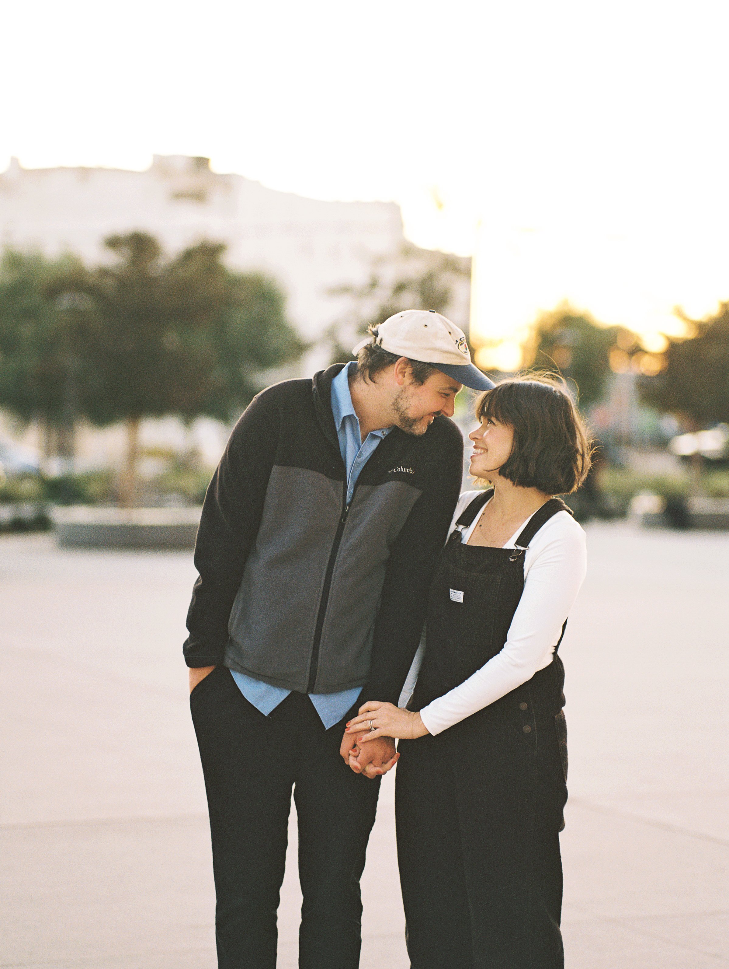 San Diego engagement photoshoot in North Park photographed during golden hour on film
