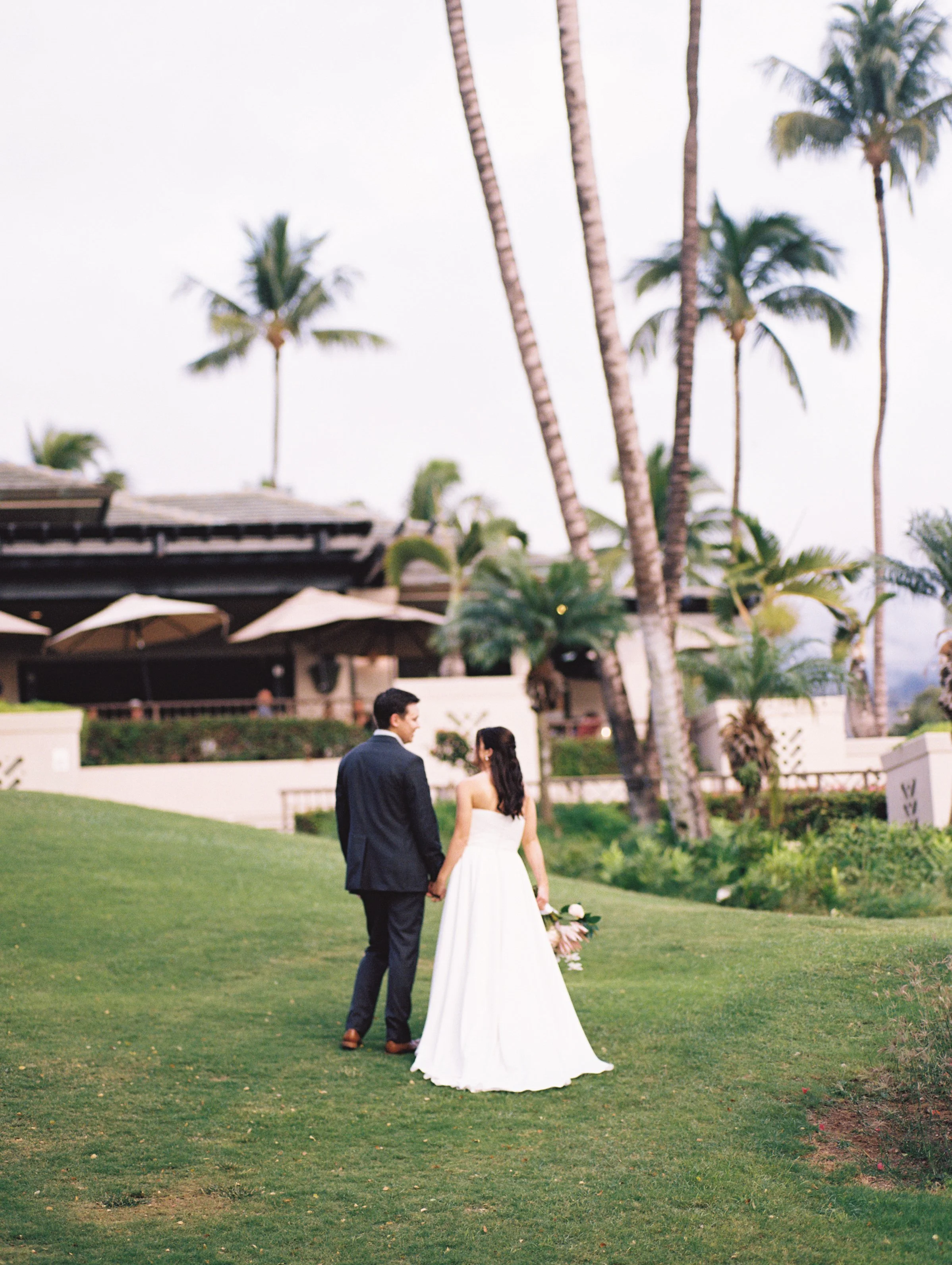 120 film elopement photograph of a wedding couple at Gather on Maui