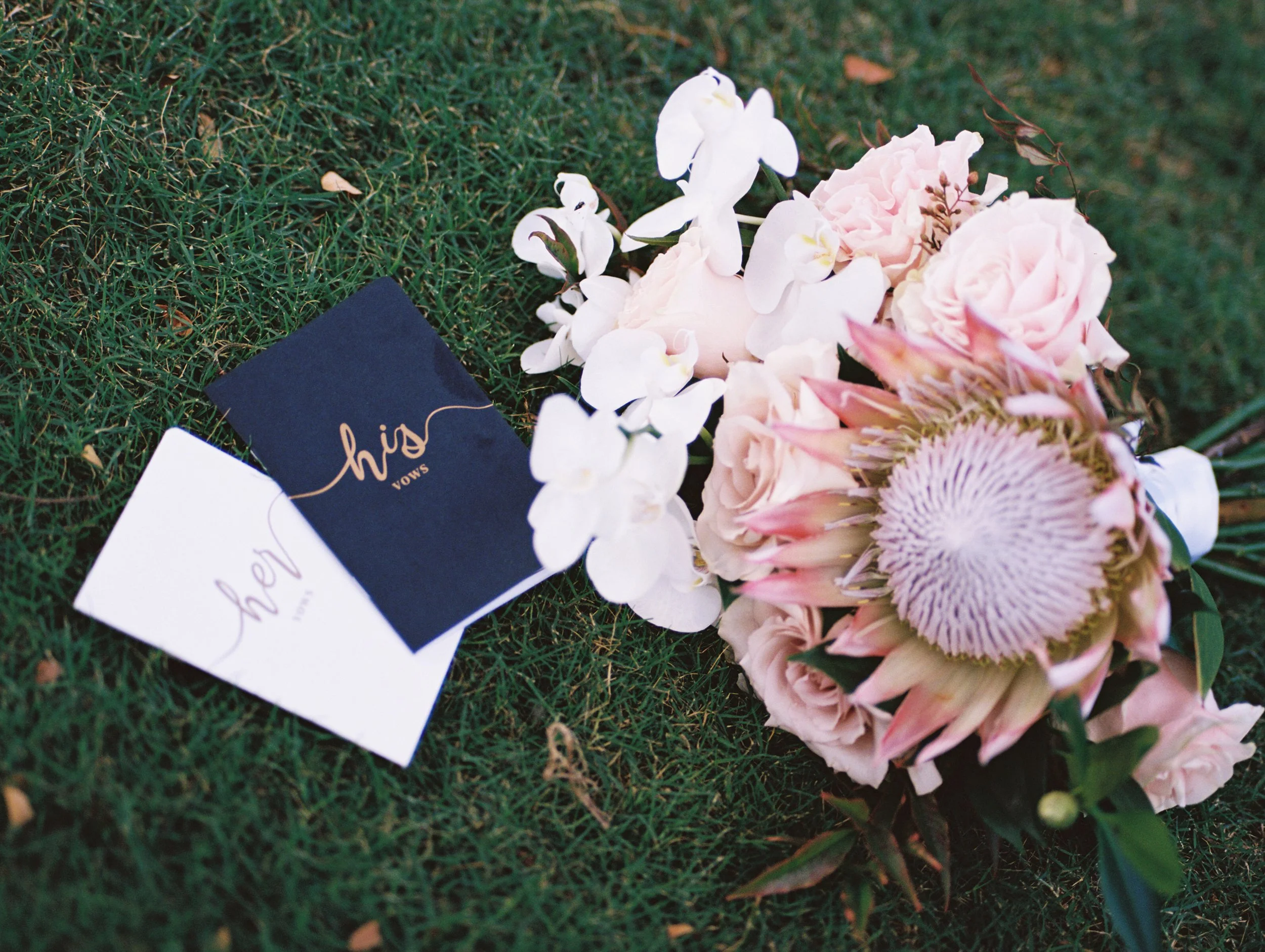 Vow book on 120 film Wailea wedding in Hawaii